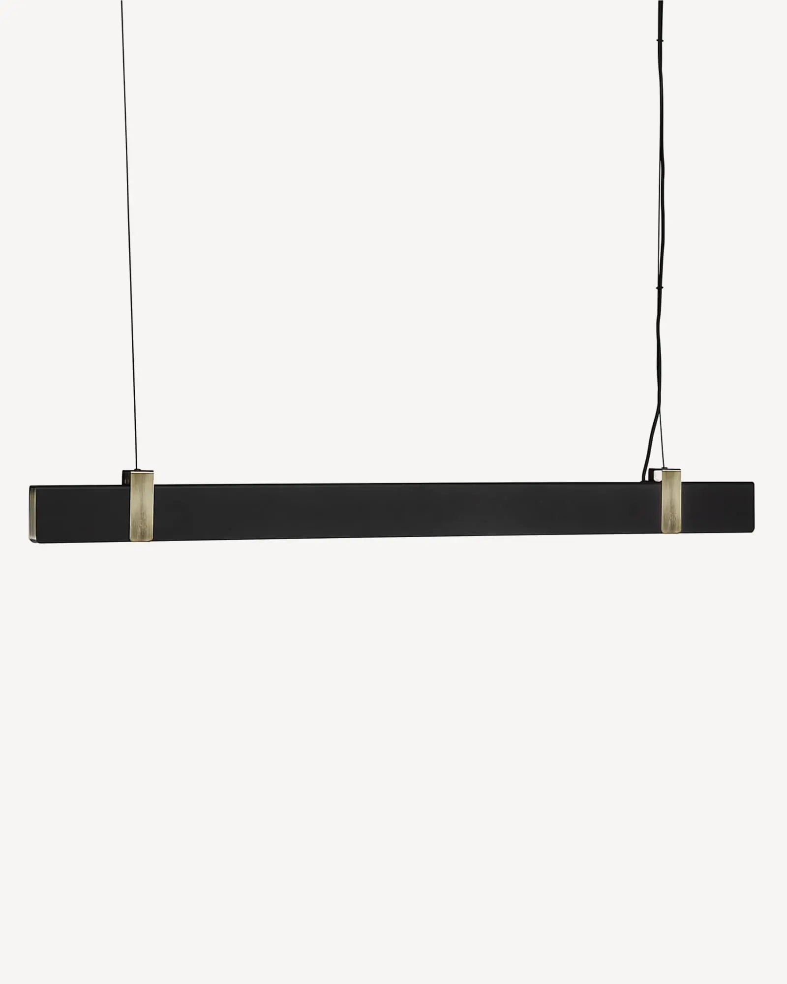 Lilt Scandinavian contemporary linear pendant light in black and brass 