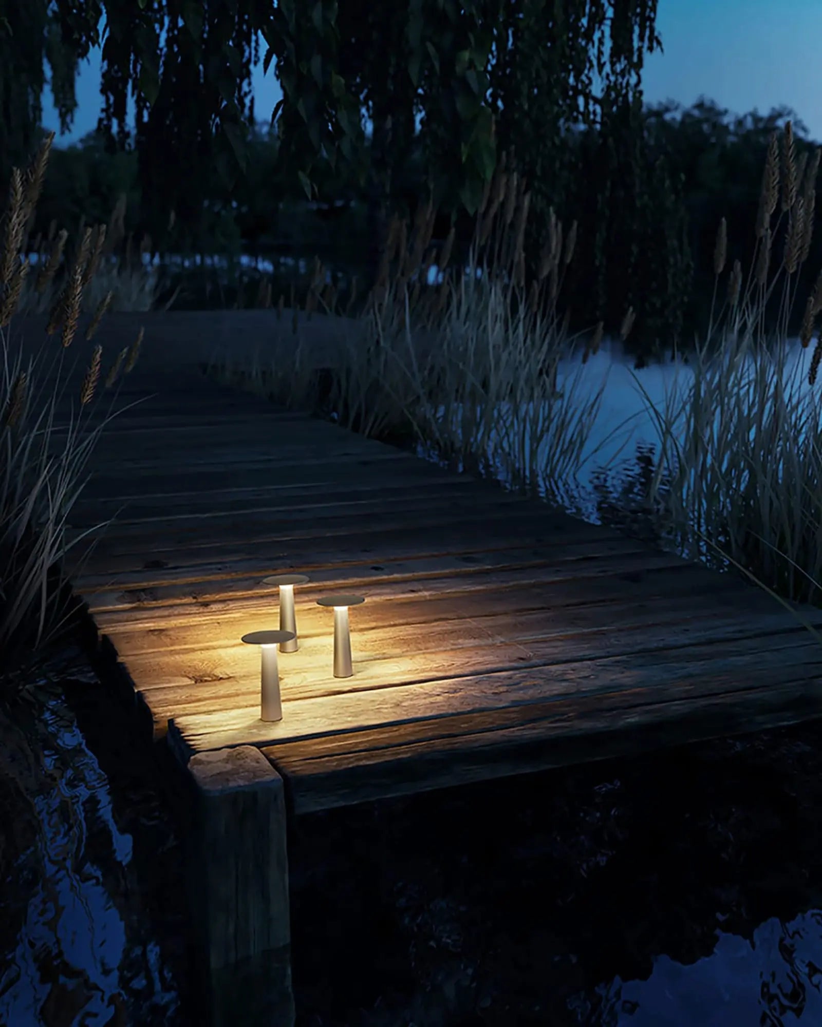 Lix outdoor modern portable table lamp on deck