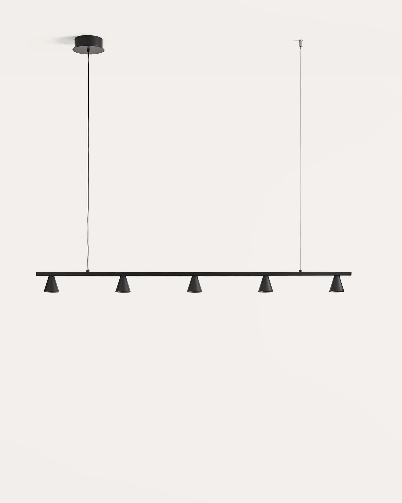 Lyb linear contemporary 5 lights pendant light with conic shades black product photo