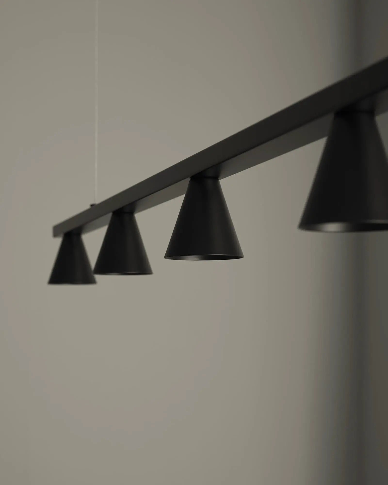Lyb linear contemporary 5 lights pendant light with conic shades detail