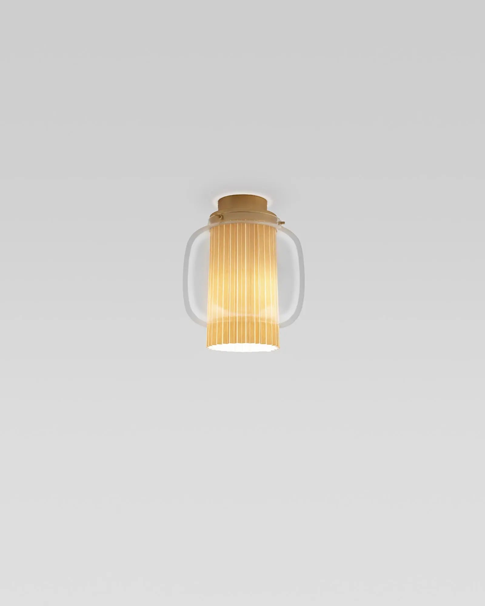 Manila Ceiling Light in gold with beige fabric small