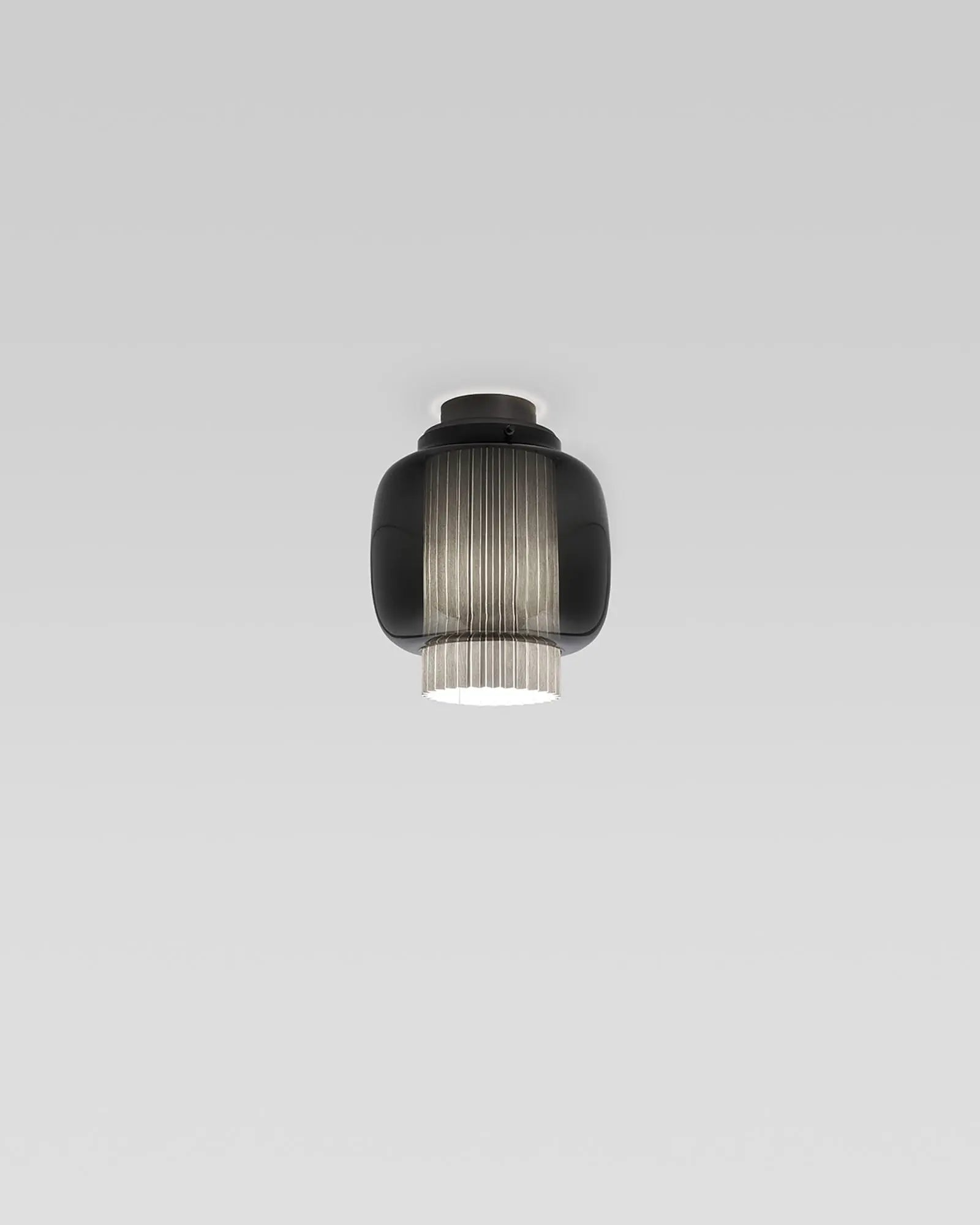 Manila Ceiling Light in graphite with grey fabric small
