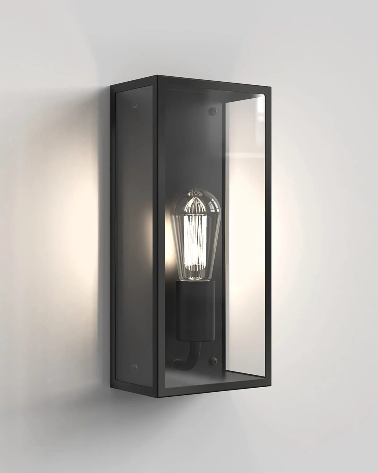 Messina modern outdoor metal and glass lantern wall light
