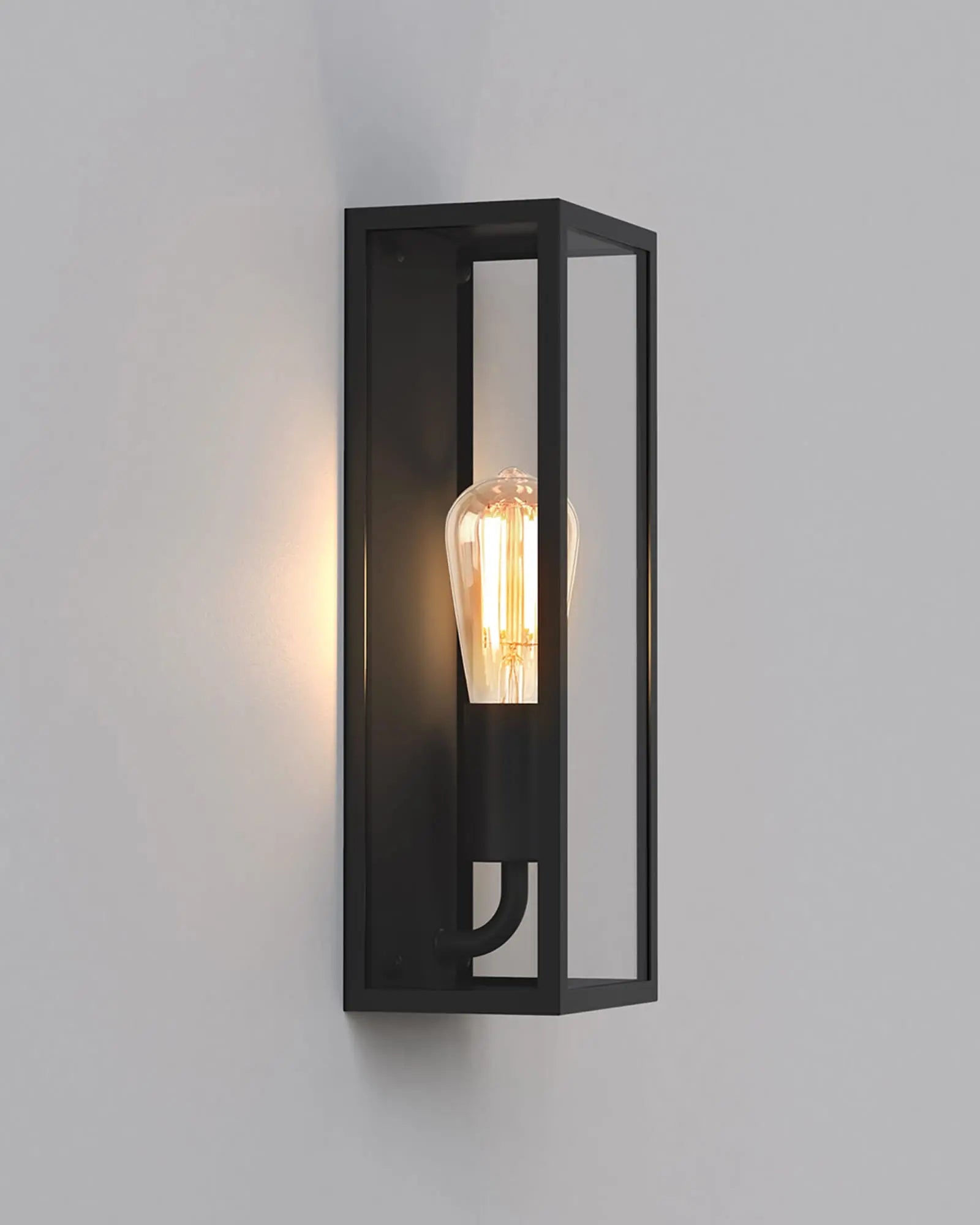 Messina modern outdoor metal and glass lantern wall light side