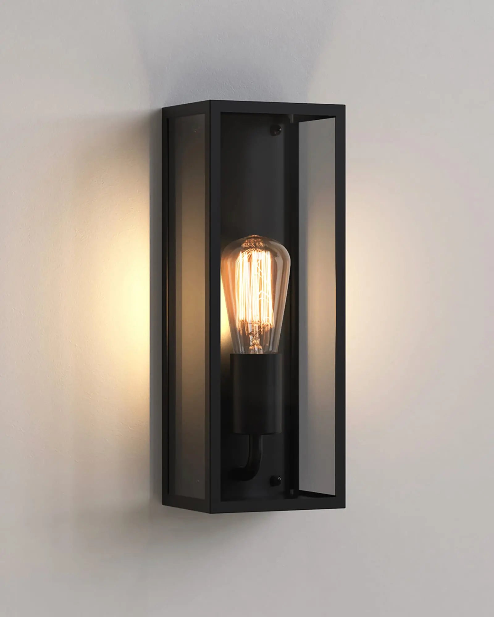 Messina modern outdoor metal and glass lantern wall light