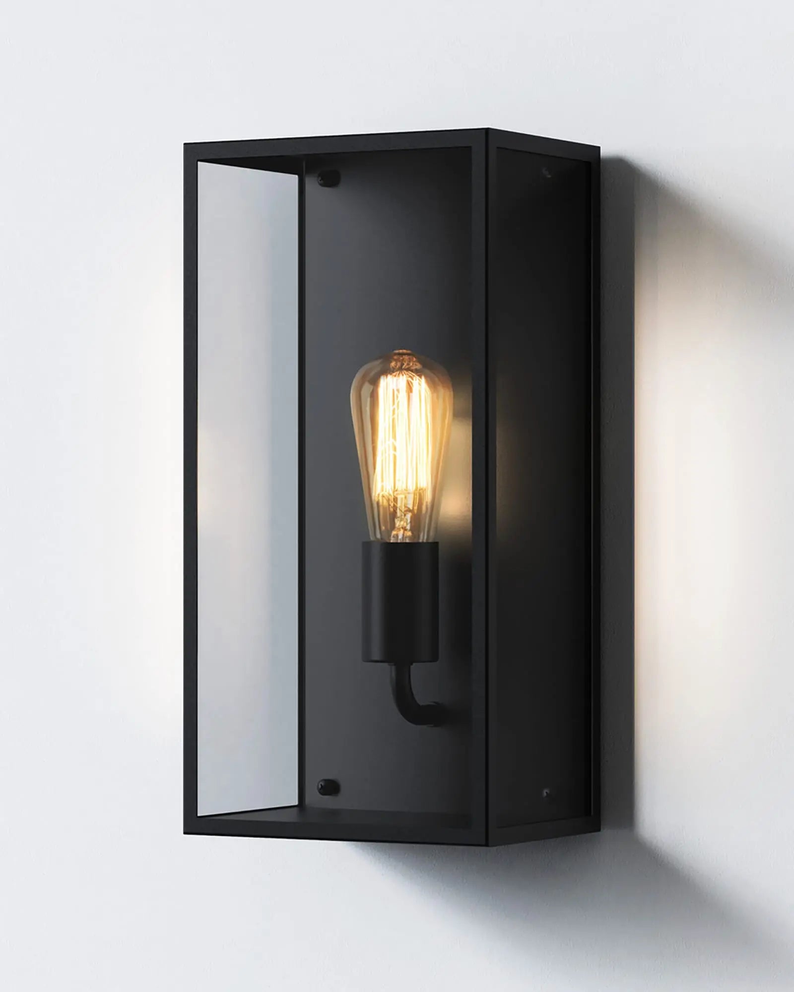 Messina modern outdoor metal and glass lantern wall light