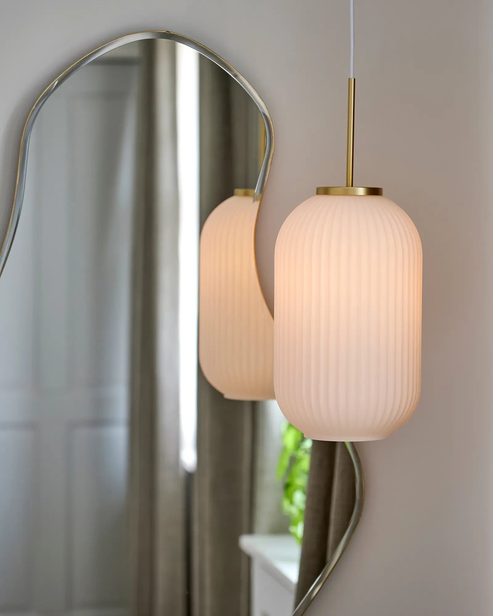 Milford pendant light with brass stem