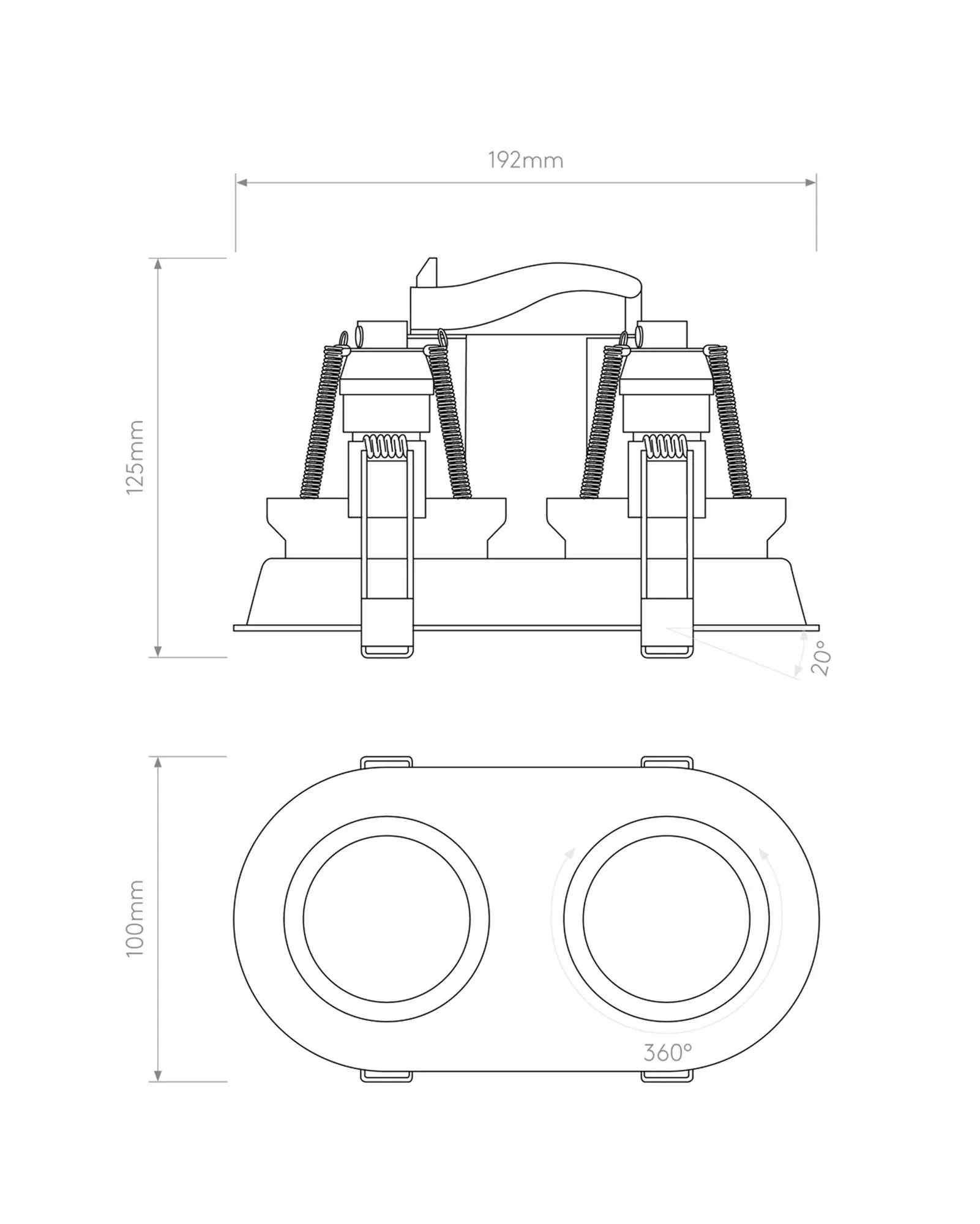 Minima twin adjustable downlight sizes