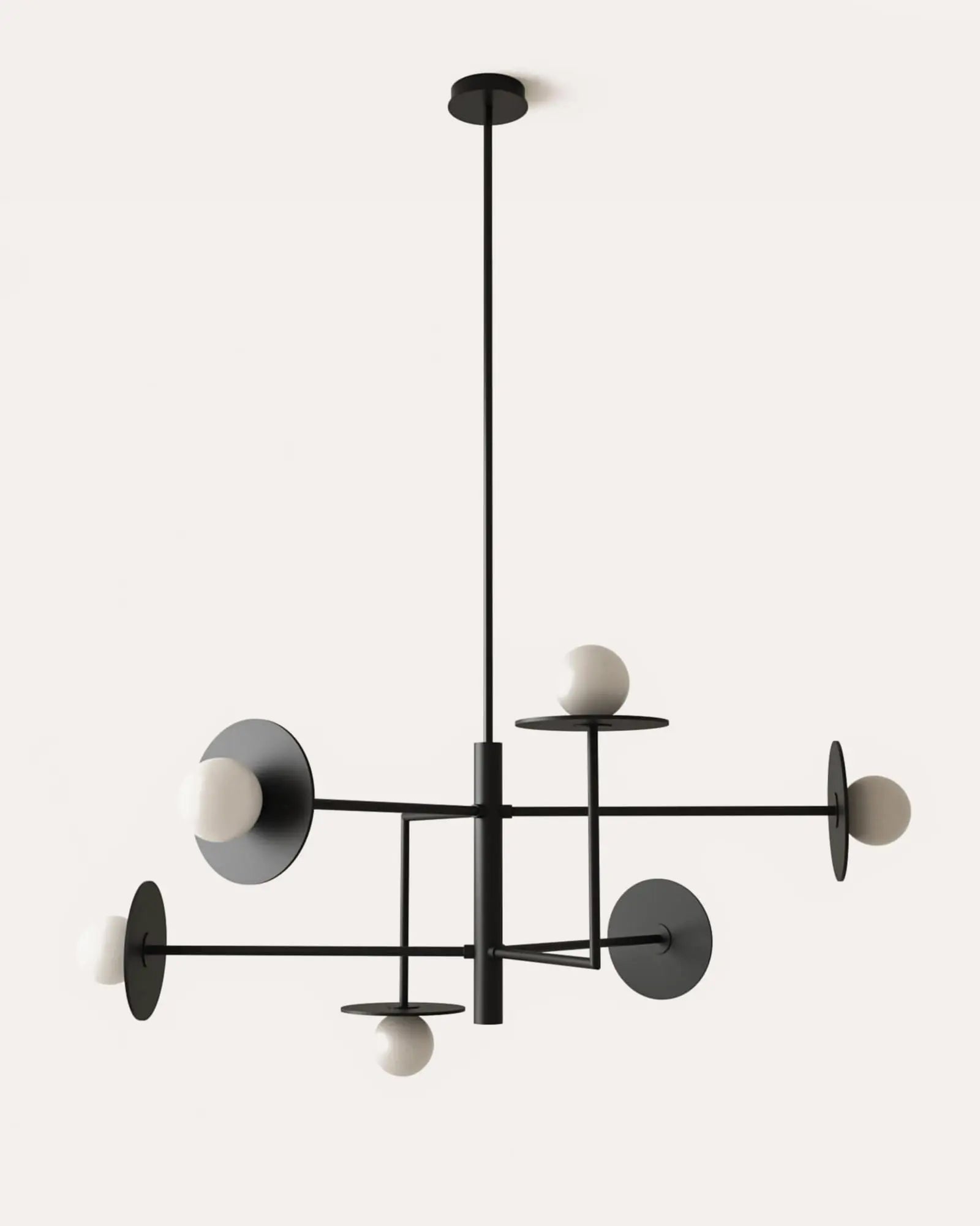 Miro 6 Lights opal orb shades and metal disc geometric contemporary pendant light product photo