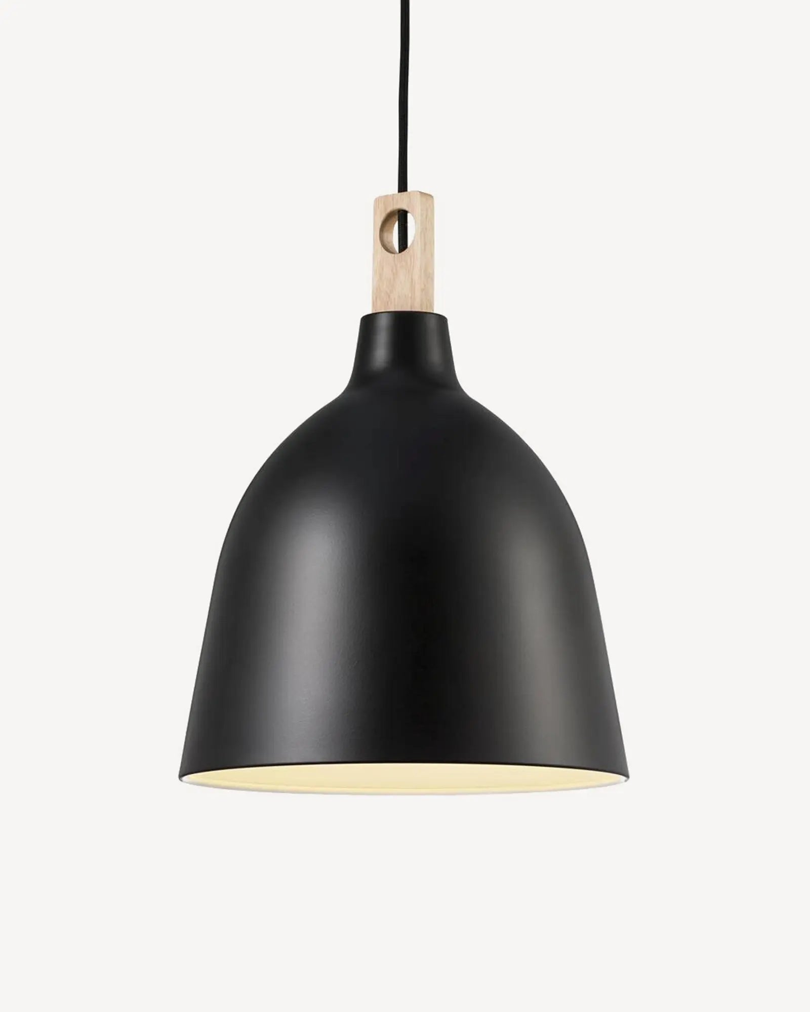 Moku Scandinavian contemporary timber and metal pendant light black