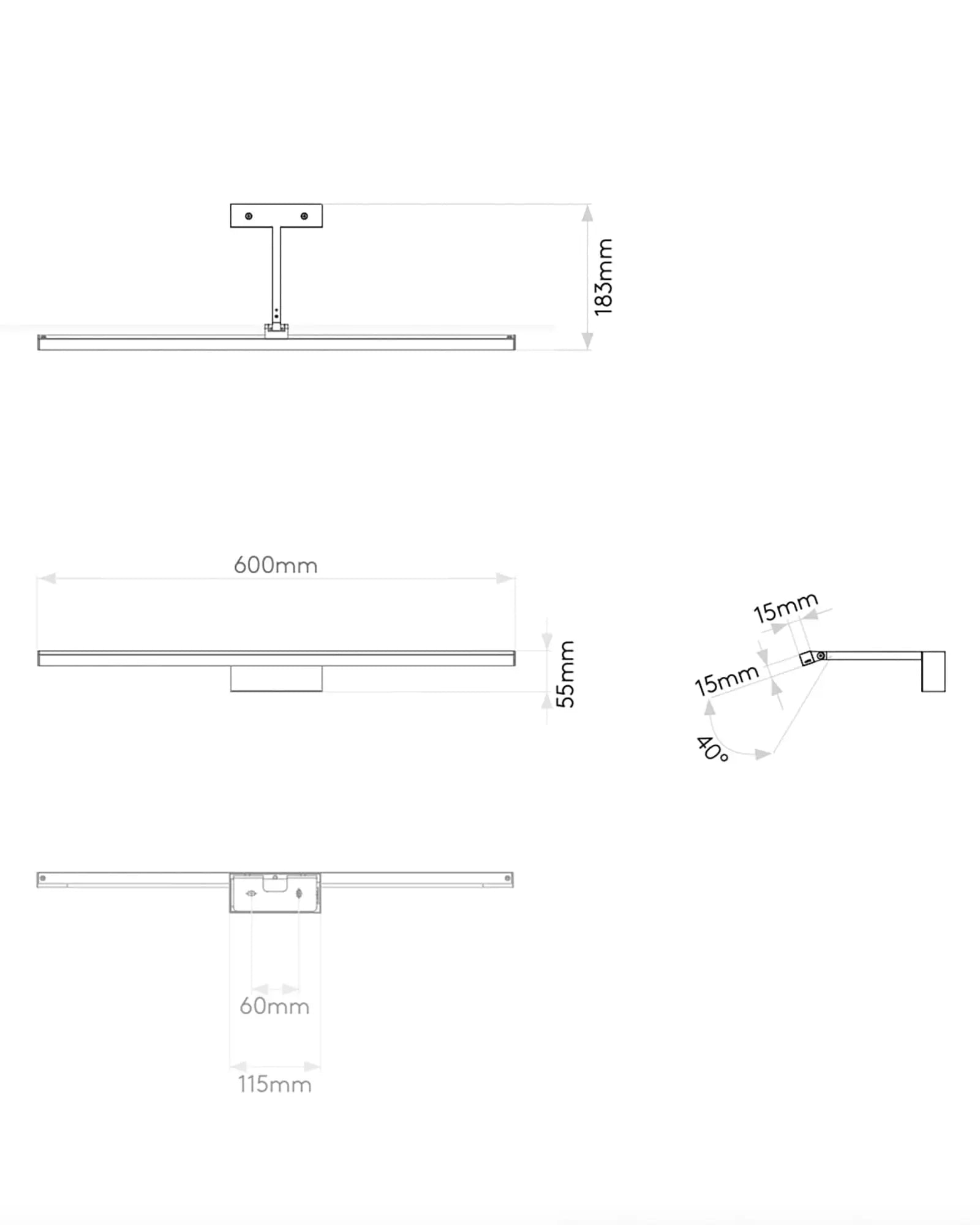 Mondrian linear frame wall light sizes