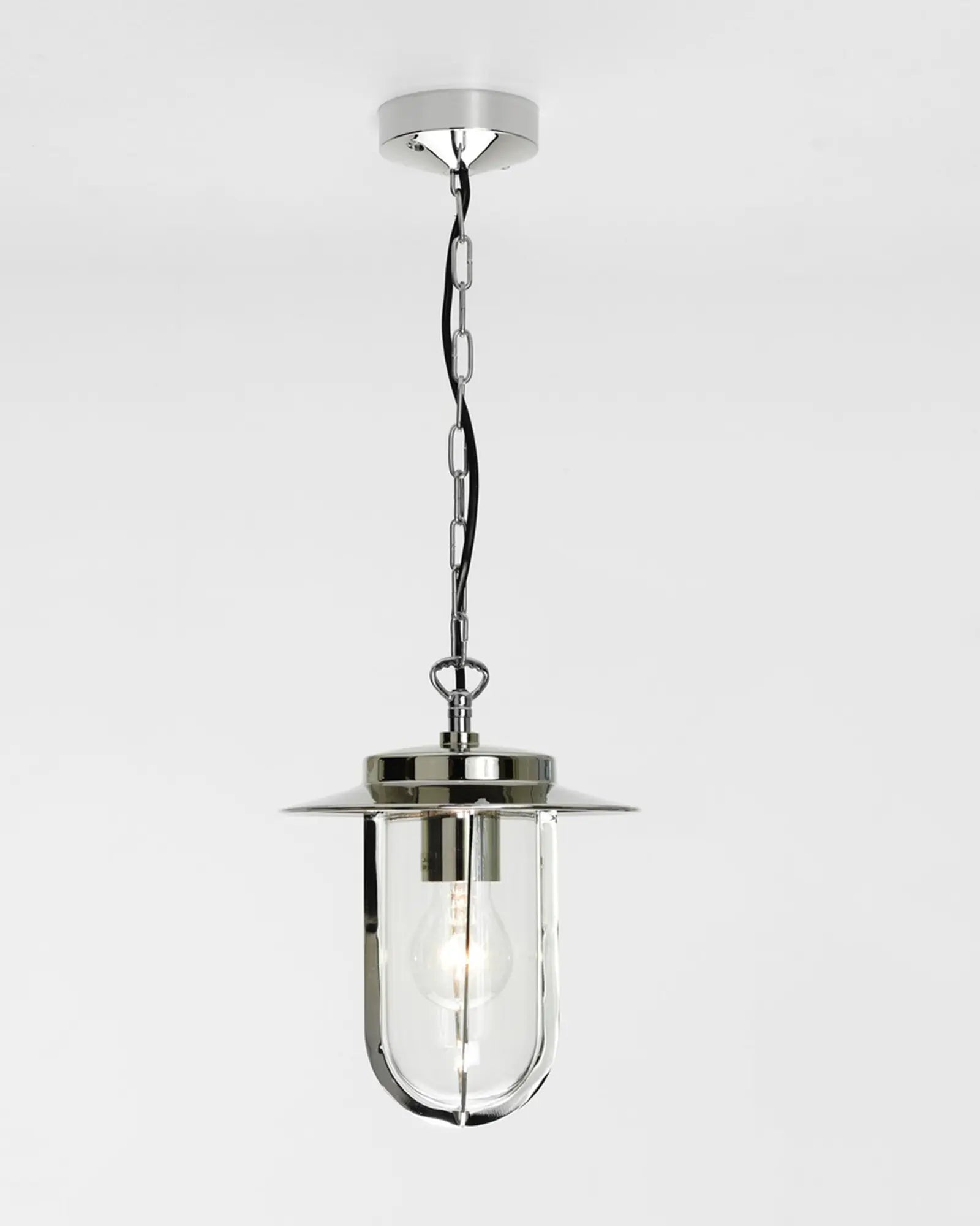 Montparnasse outdoor lantern style pendant light polished nickel