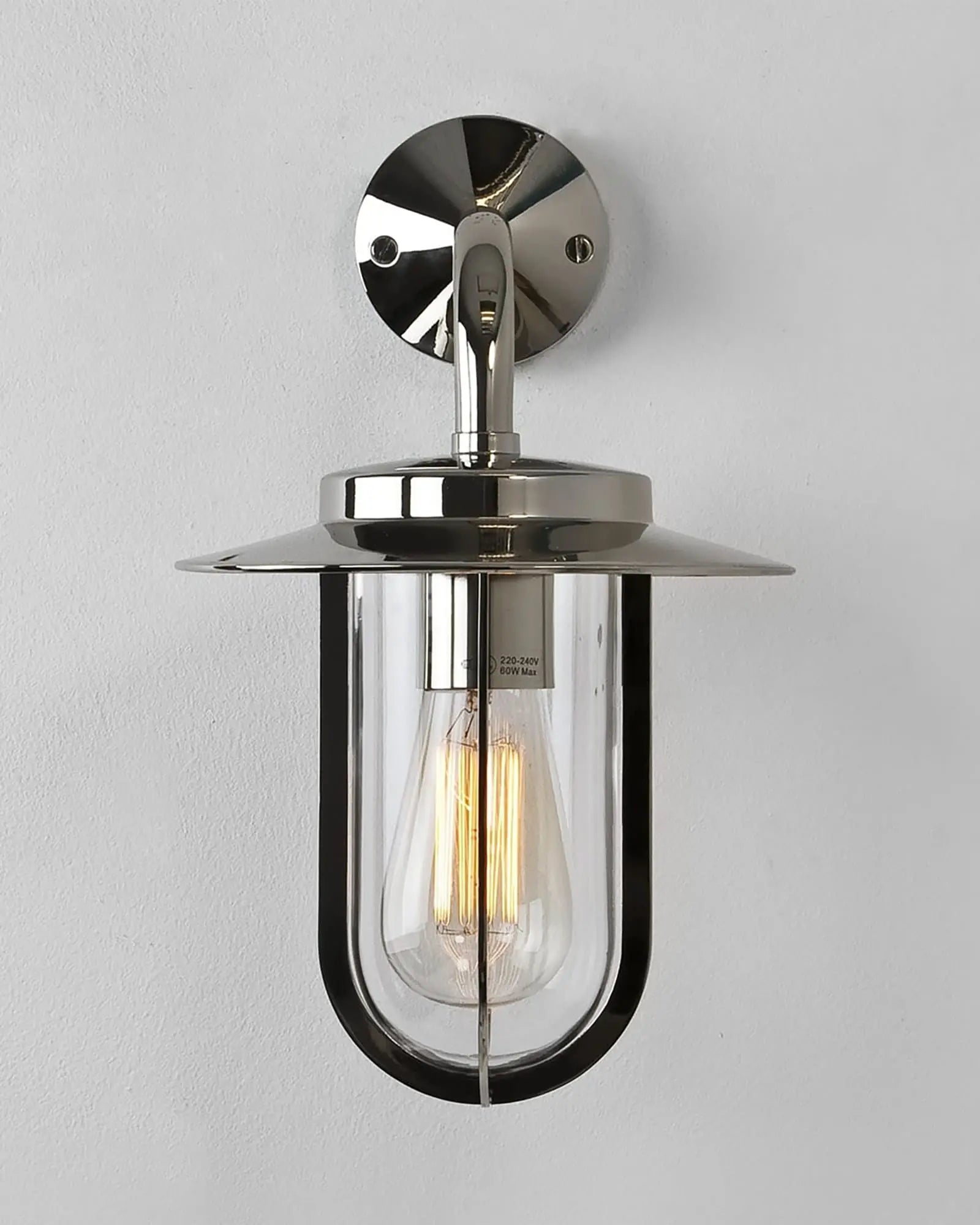 Montparnasse outdoor lantern style wall light polished nickel