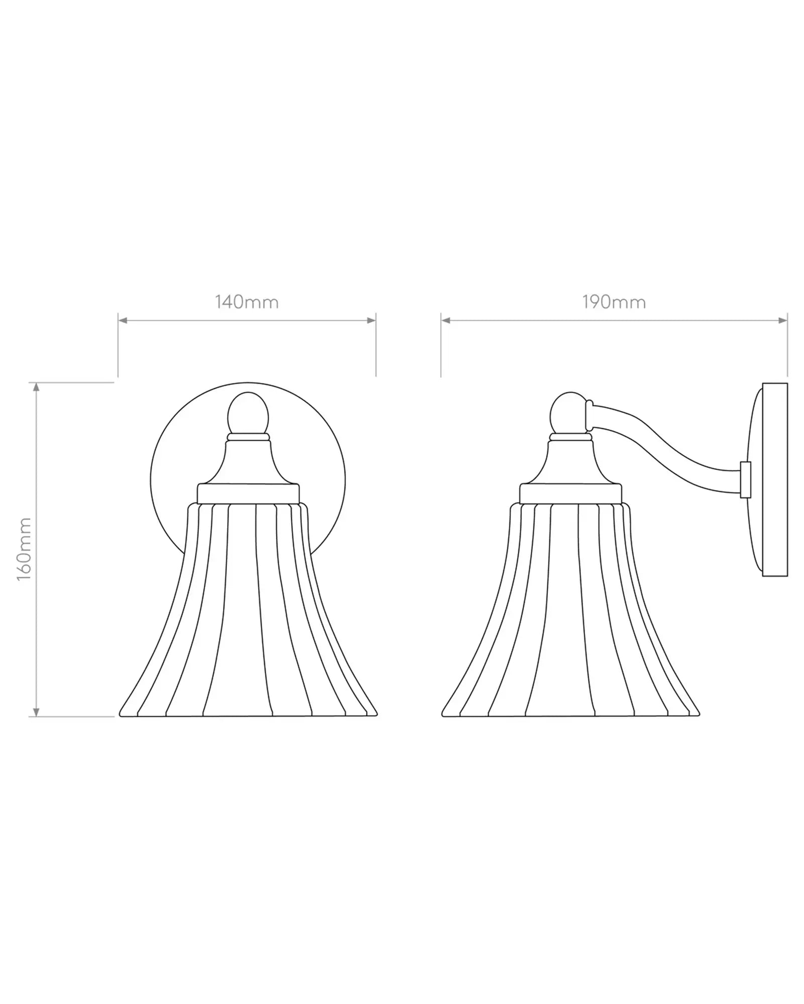 Nena Classic bathroom wall light with chrome short gooseneck stem and opal glass shade sizes
