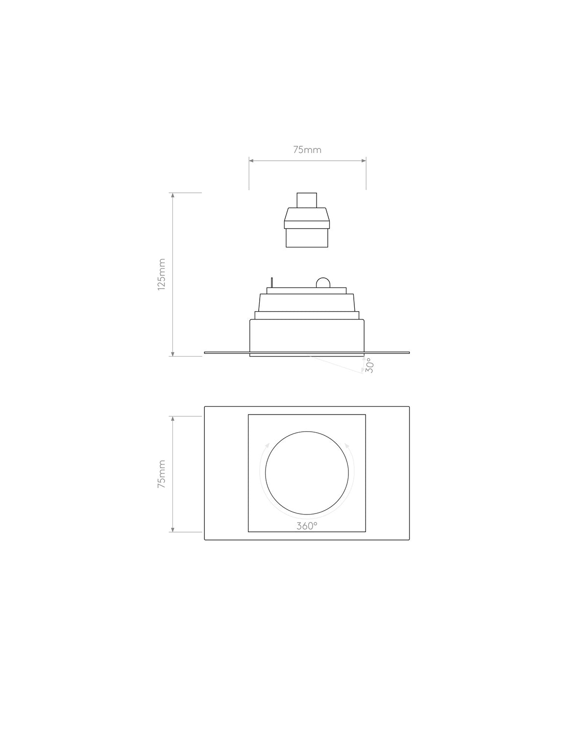 Trimless Square Adjustable Downlight
