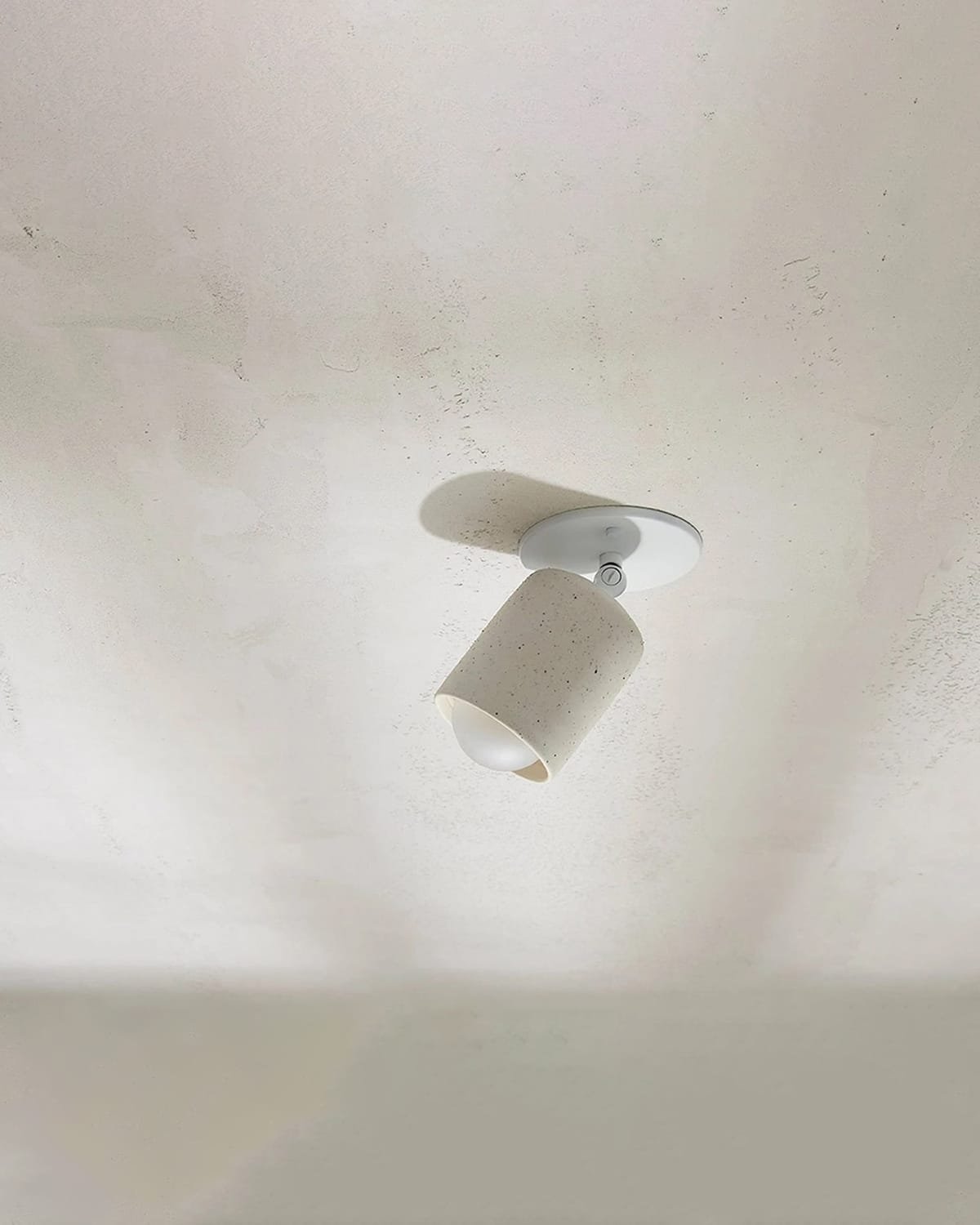 Terra 1 Short Arm Downlight in Vanilla Bean ceramic and white satin metal finish. - Nook Collections