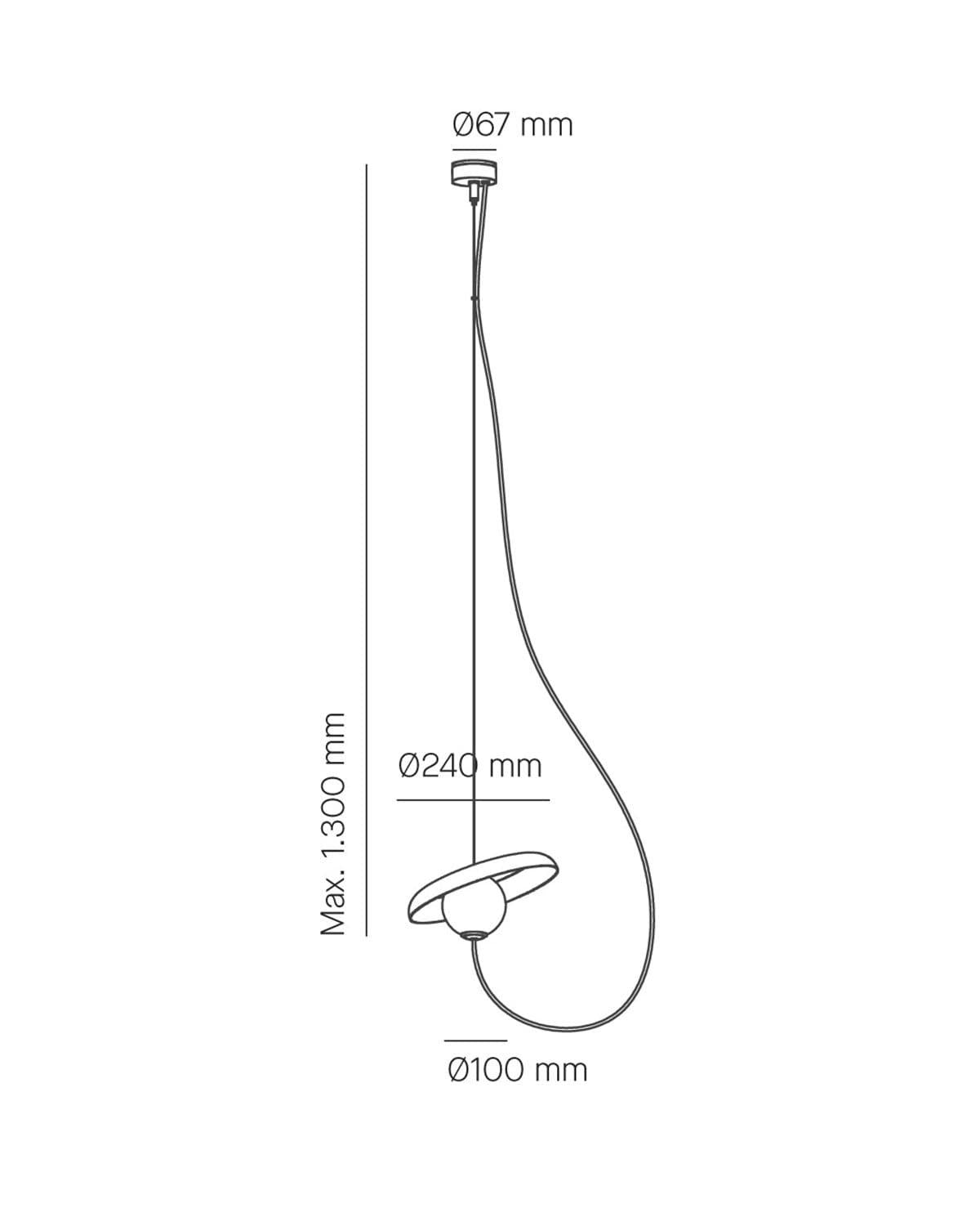 Wire pendant light fire proof and acoustic felt adjustable opal glass orb shade on Nook collections by Milan Spain small 2d Drawing