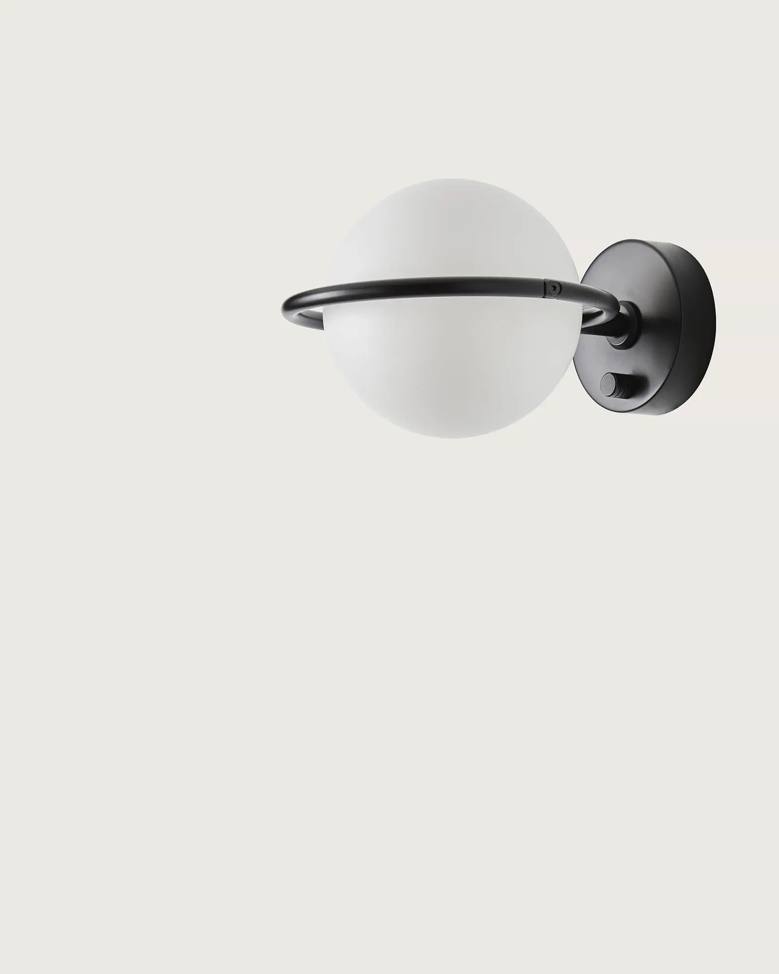 Abbacus wall light opal orb and metal ring black