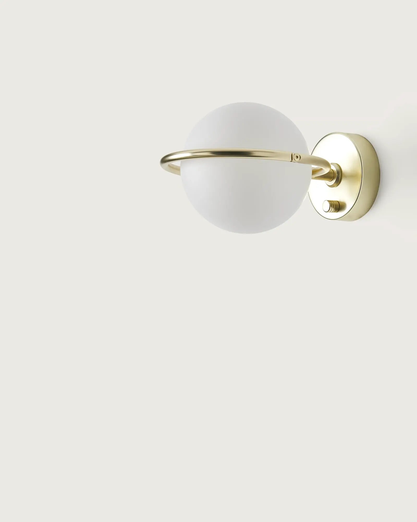 Abbacus wall light opal orb and metal ring brass