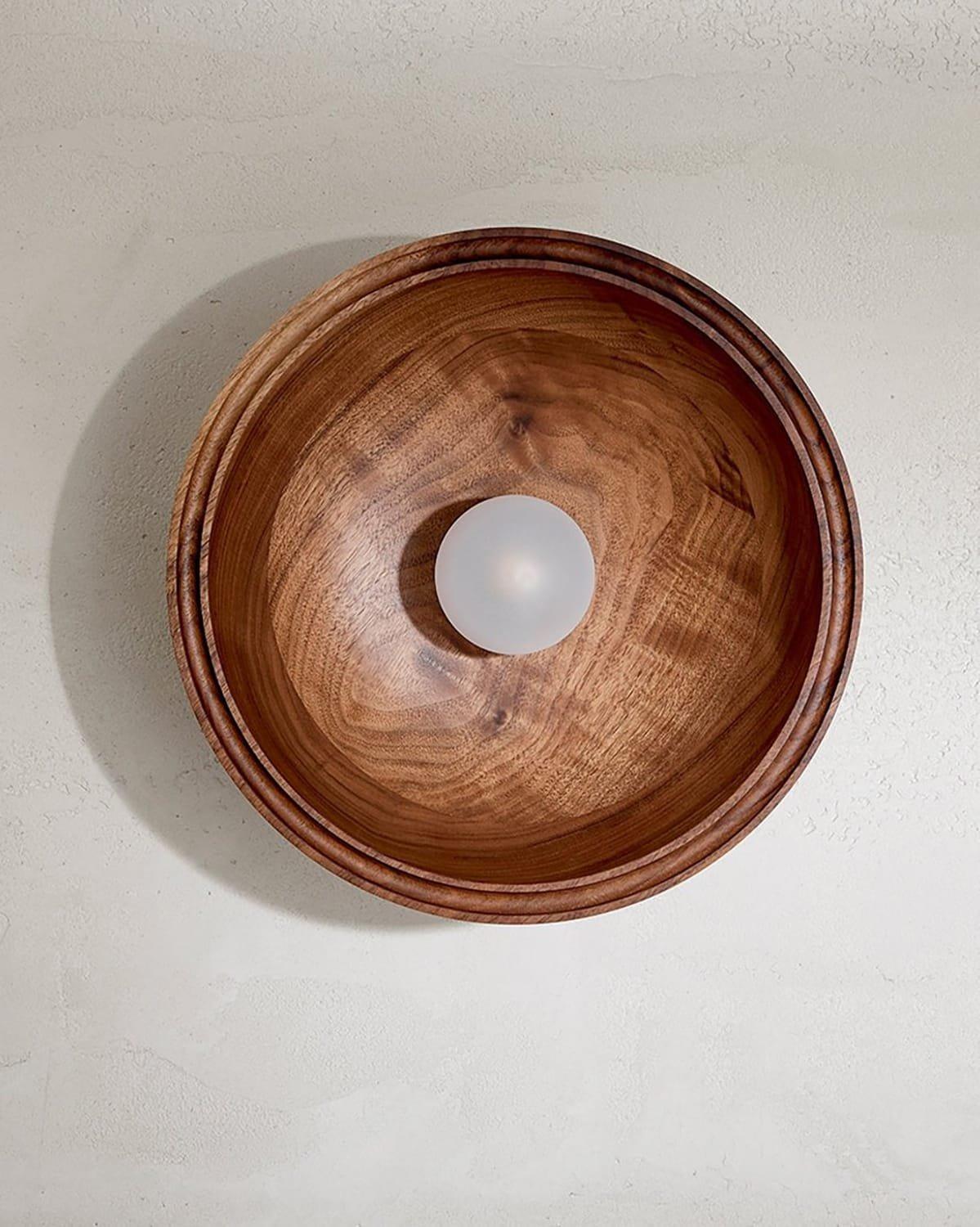 Selene minimalistic timber dish wall light on Nook Collections
