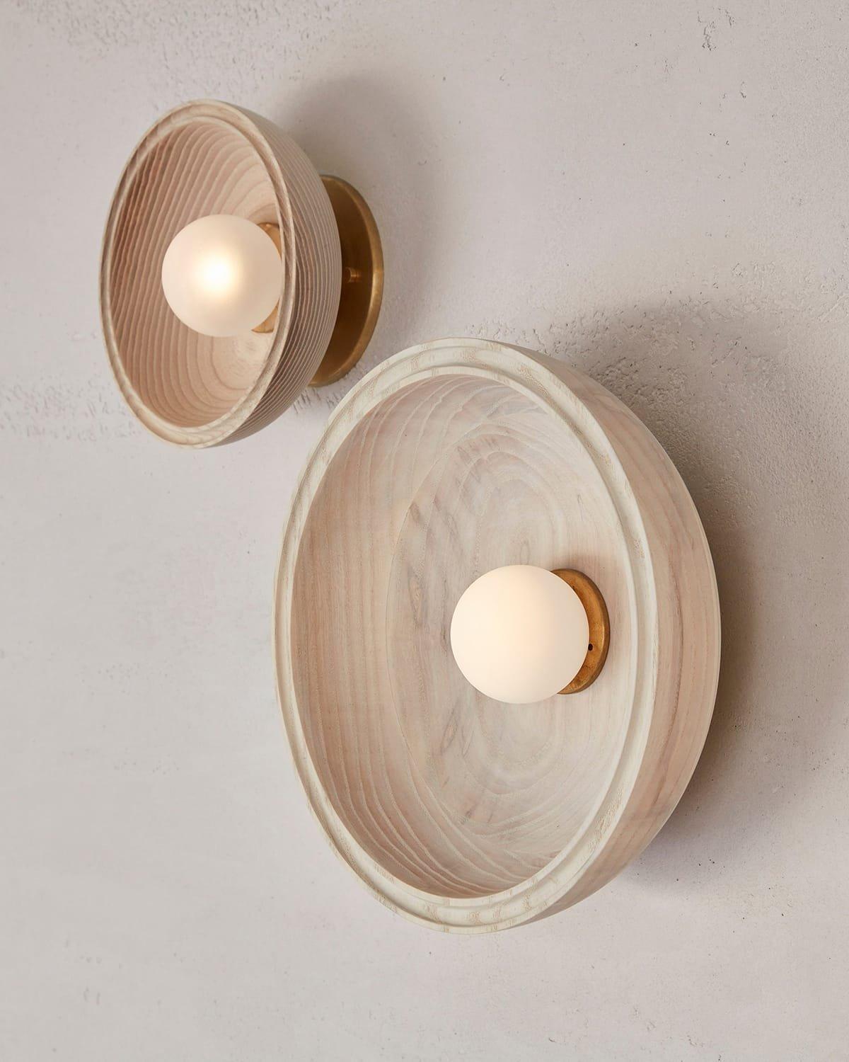 Selene minimalistic timber dish wall light on Nook Collections