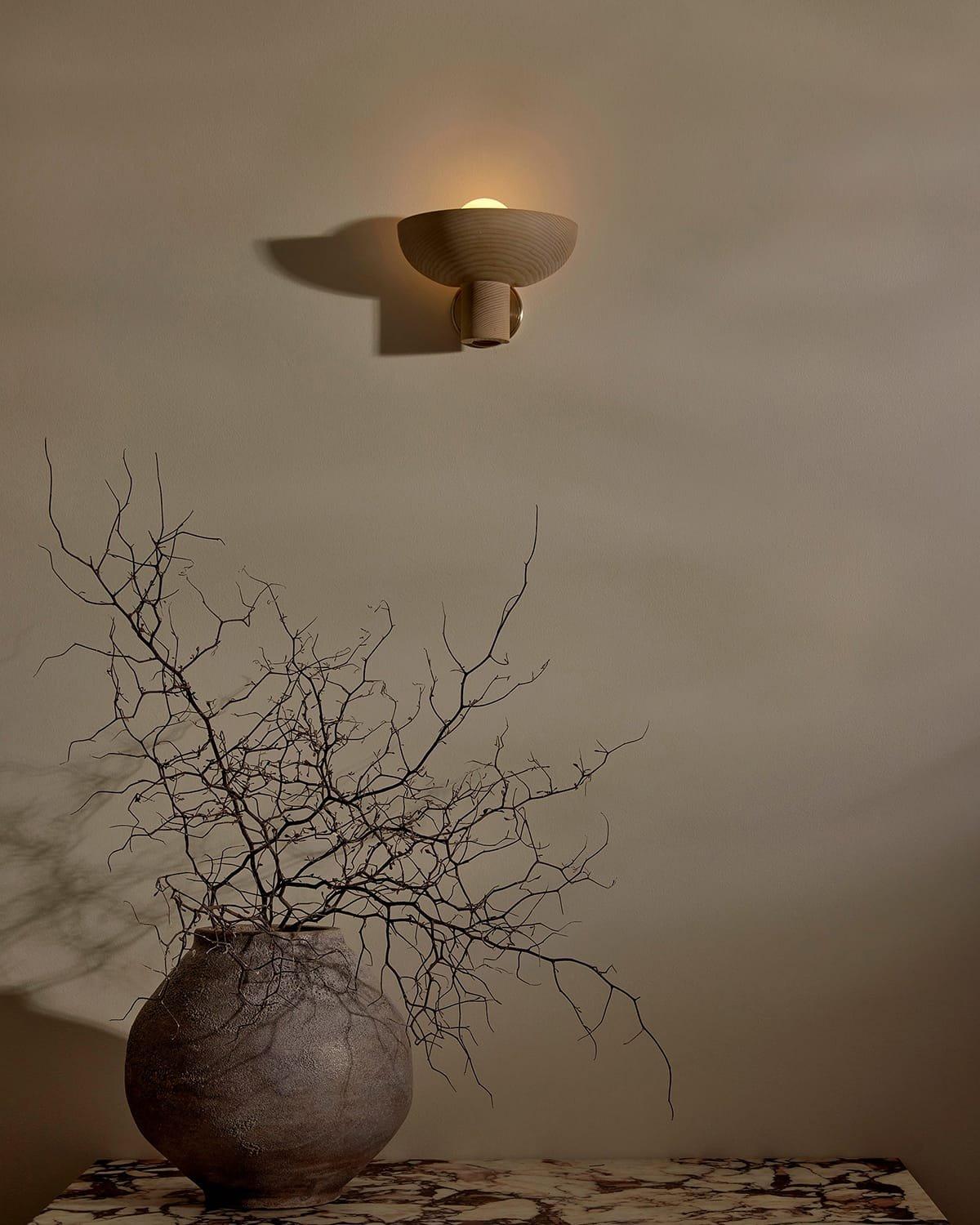 Selene Uplight organic contemporary timber wall light on Nook Collections