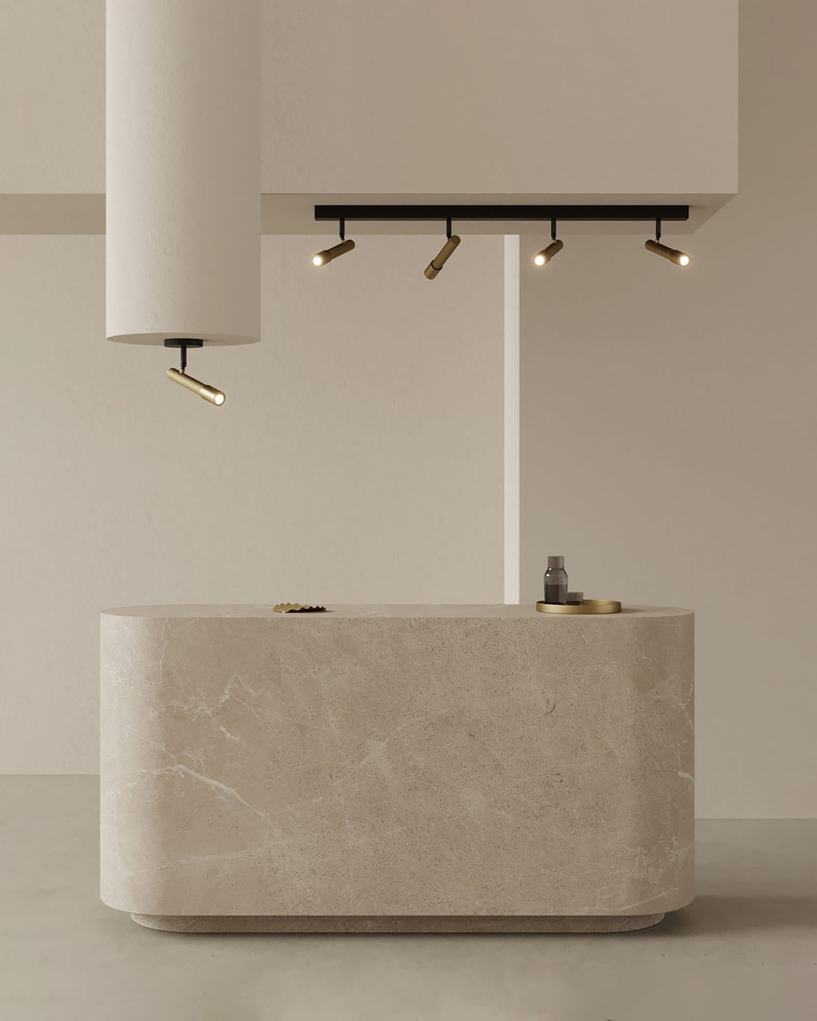 Ycro spotlight, contemporary downlight in matte black and brass