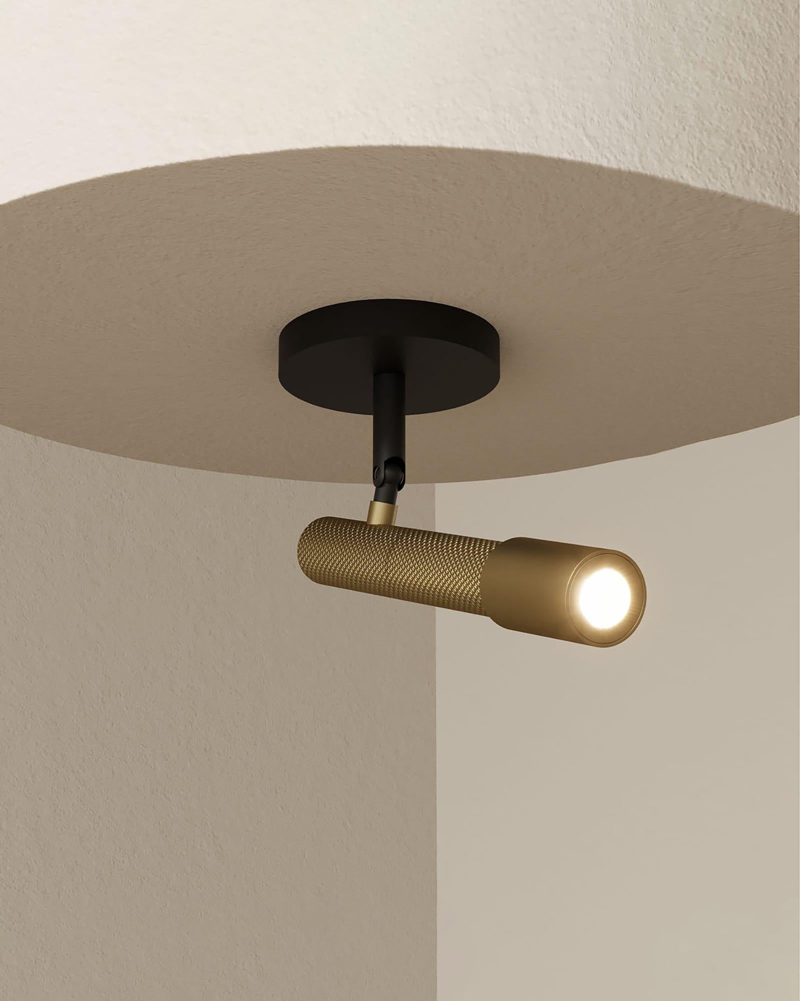 Ycro spotlight, contemporary downlight in matte black and brass