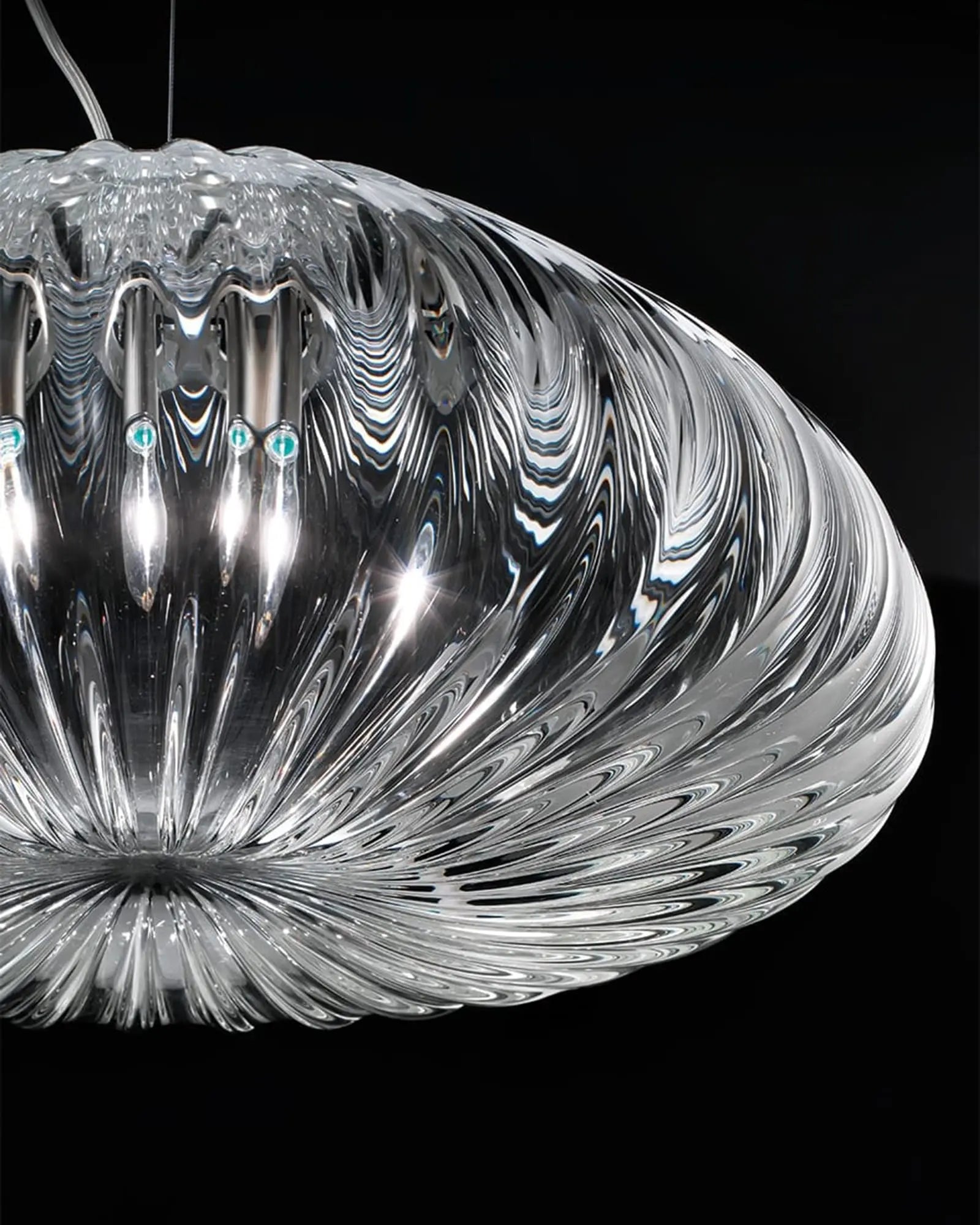 Diamante blown glass venetian pendant light detail