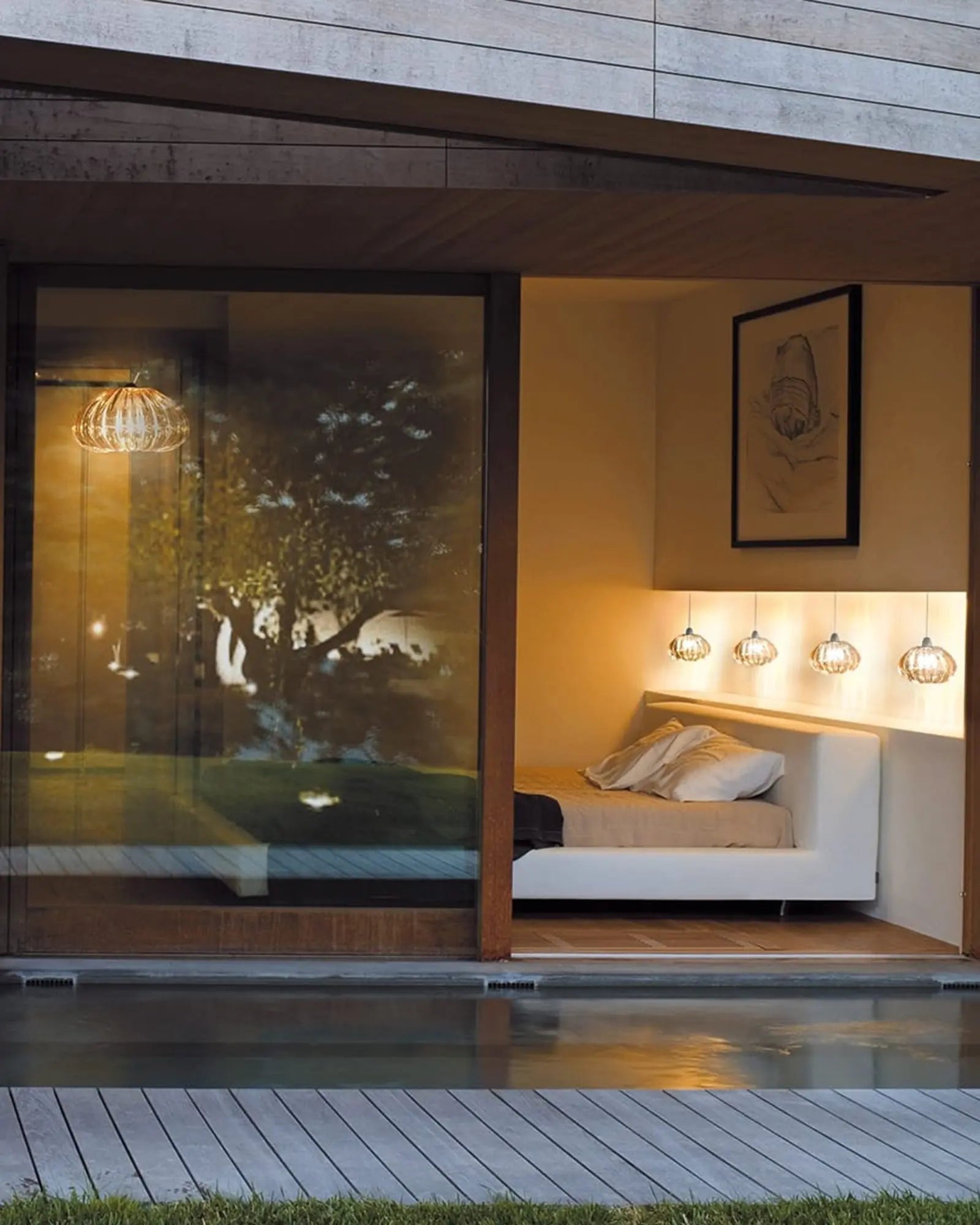 Diamante blown glass venetian pendant light bedroom