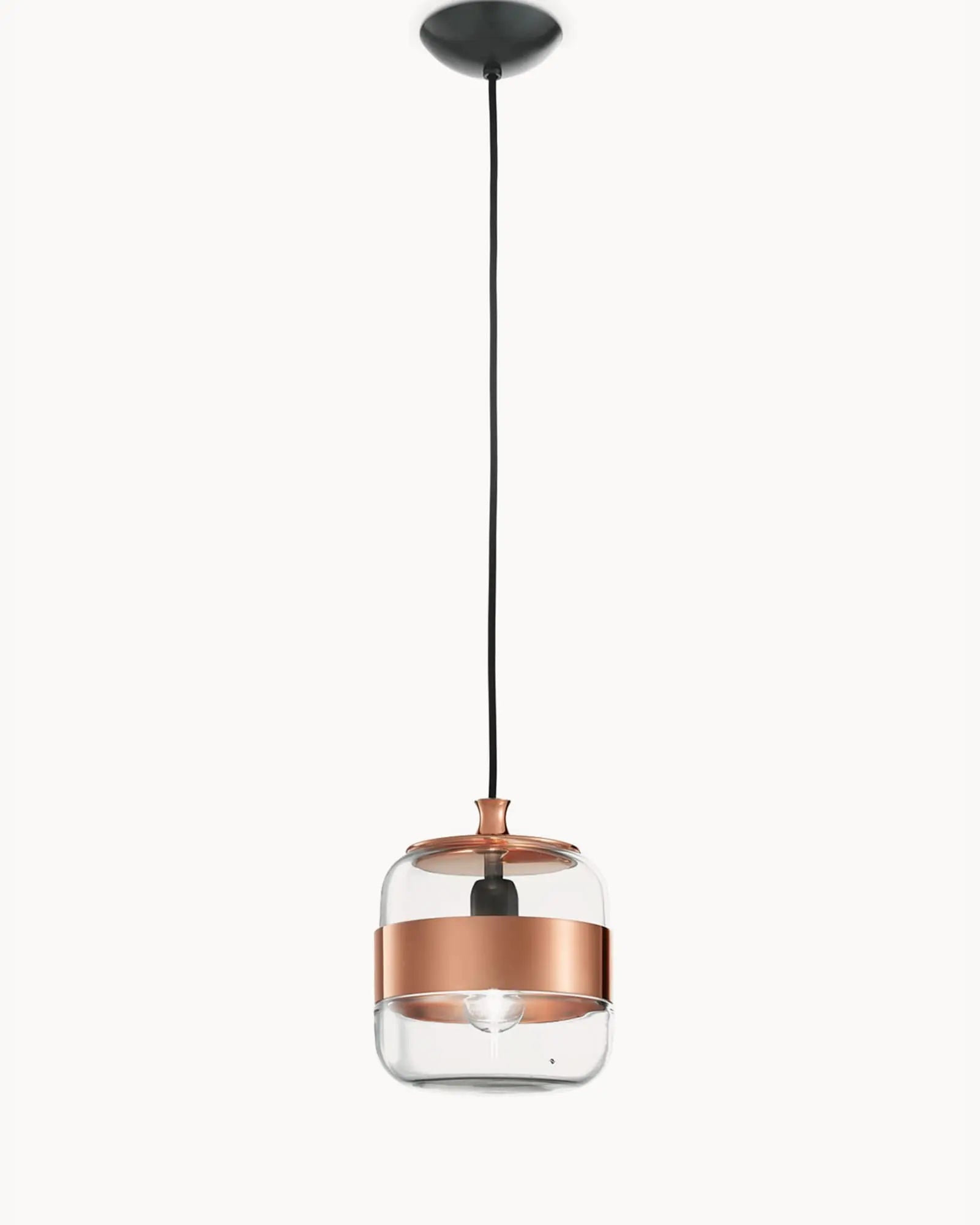 Fura Venetian mouth blown glass pendant copper small