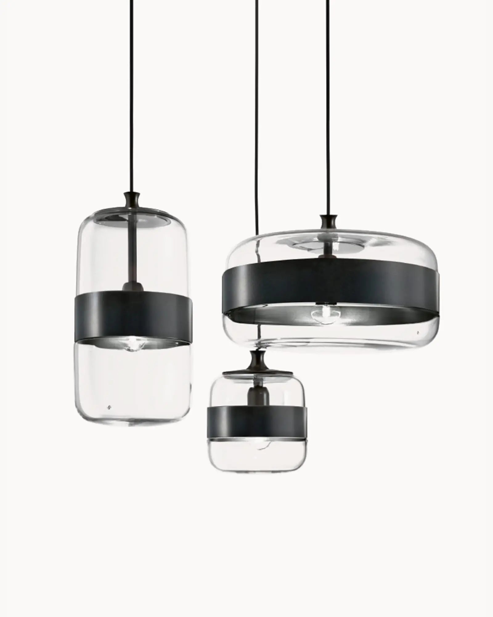 Fura Venetian mouth blown glass pendant black