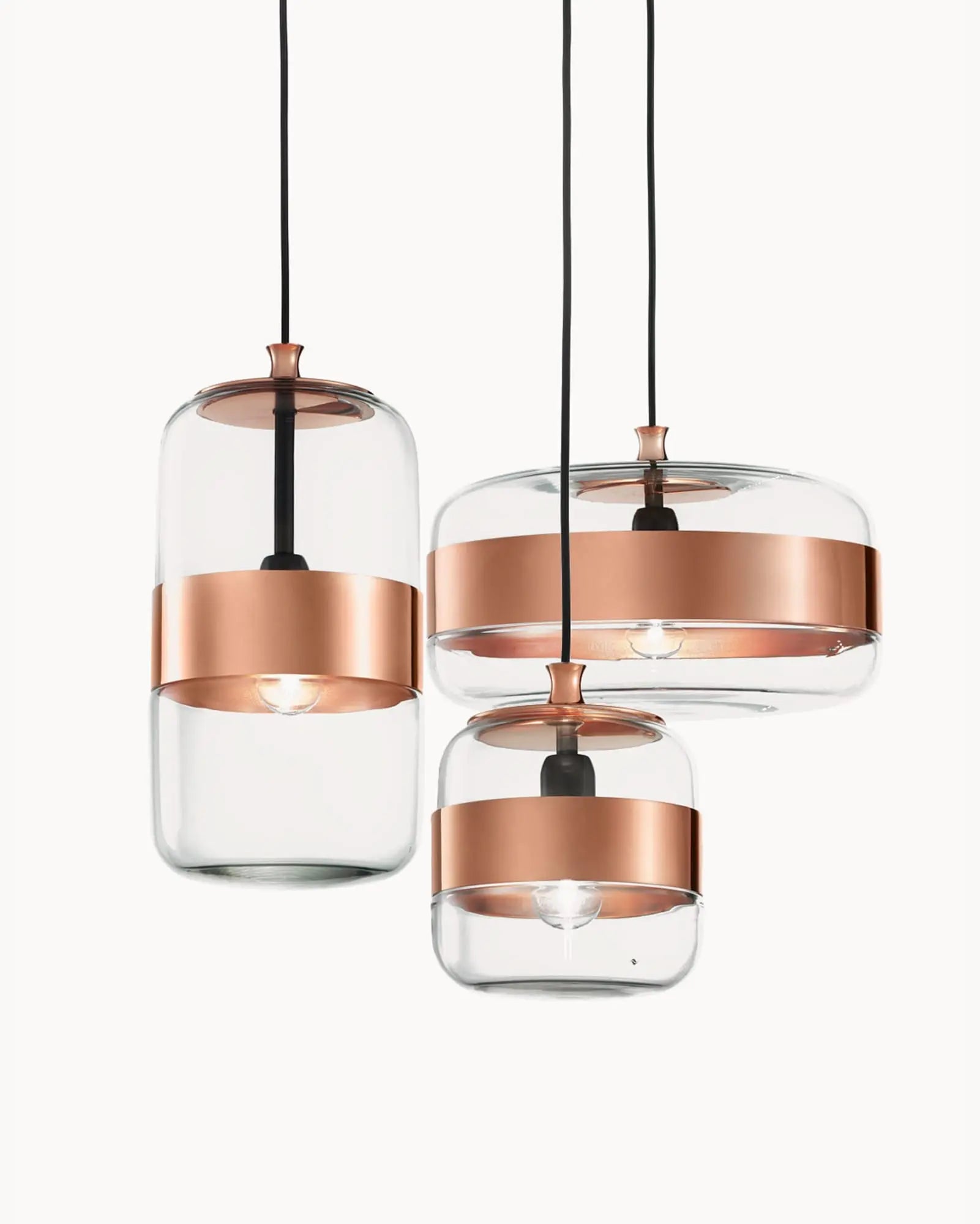 Fura Venetian mouth blown glass pendant copper