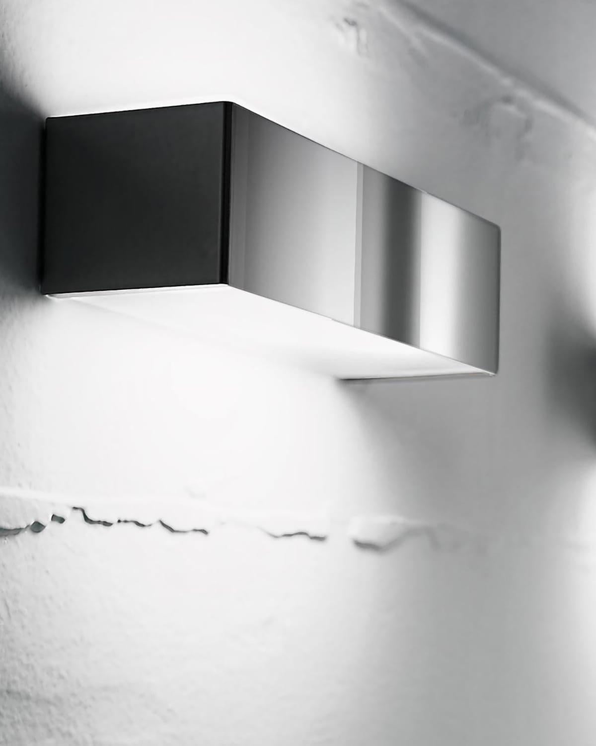 Toy minimalistic Italian up and down wall light small polished steel