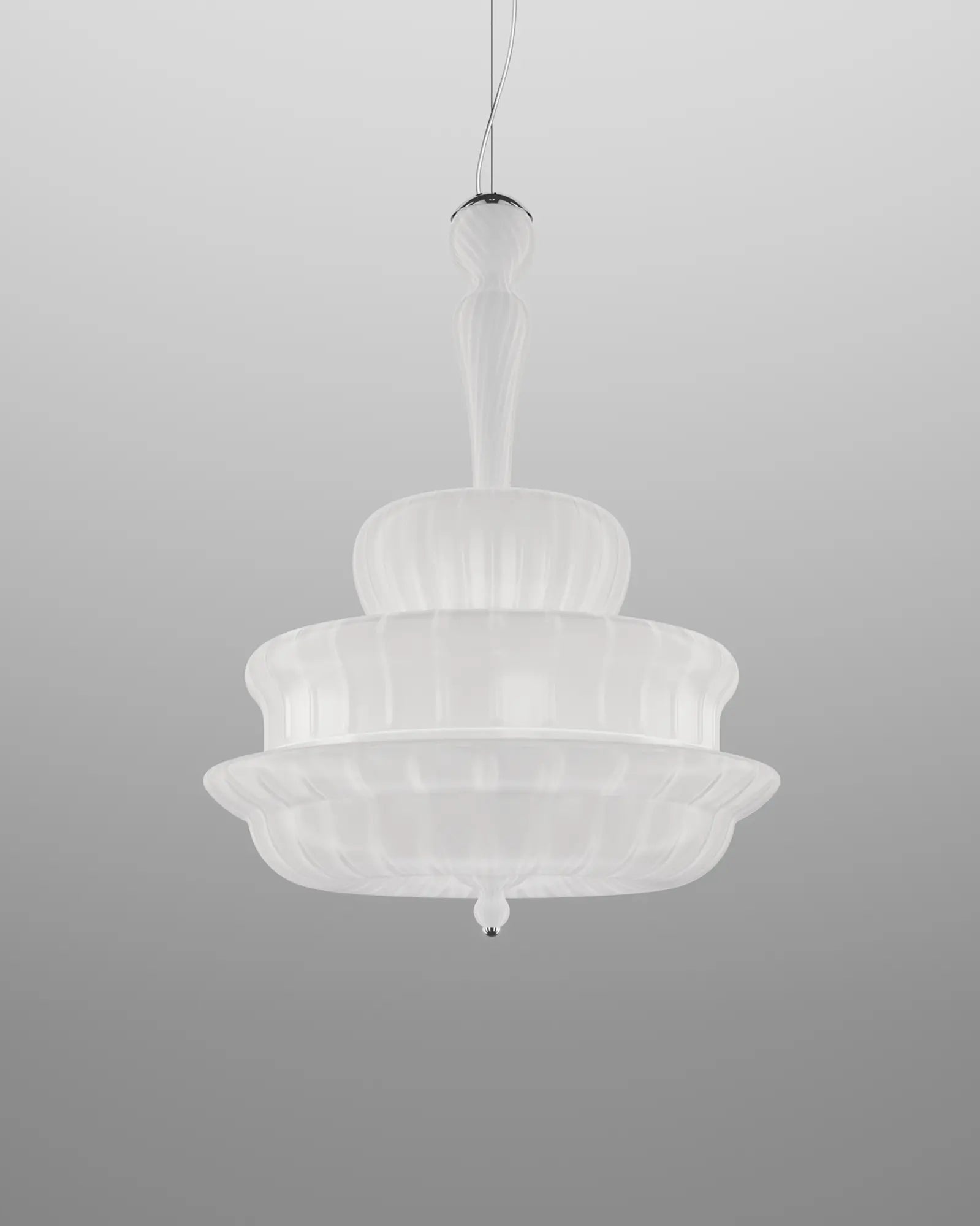 Novecento classic blown Murano glass pendant large white