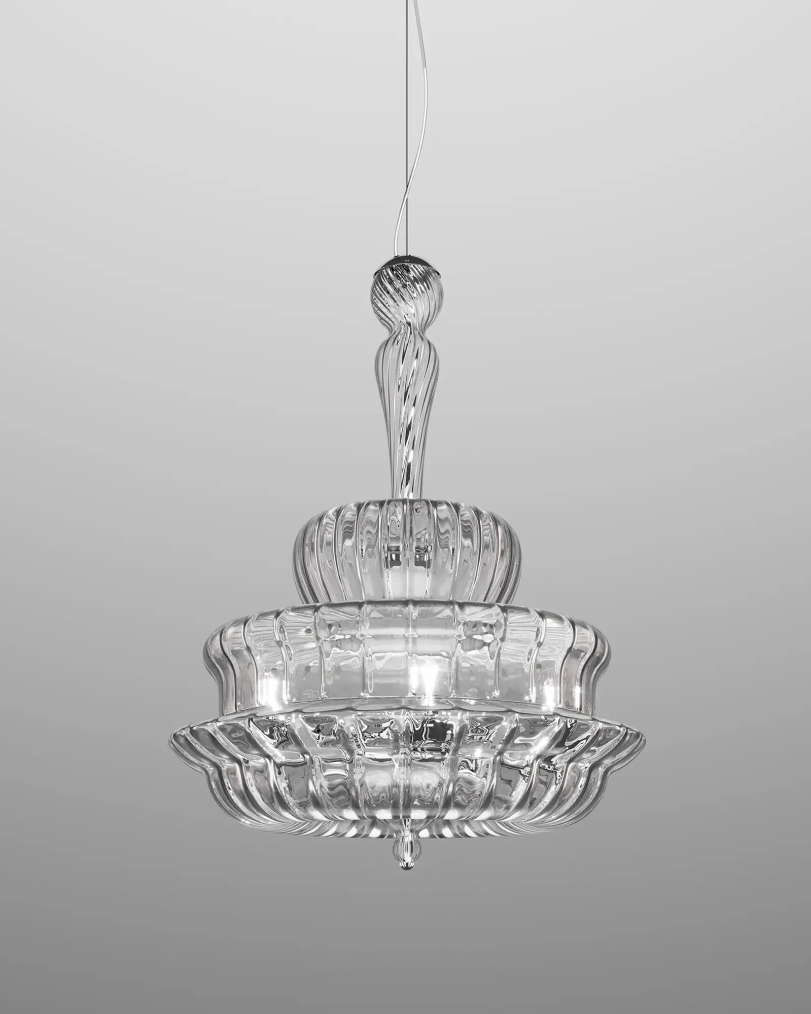 Novecento classic blown Murano glass pendant large crystal