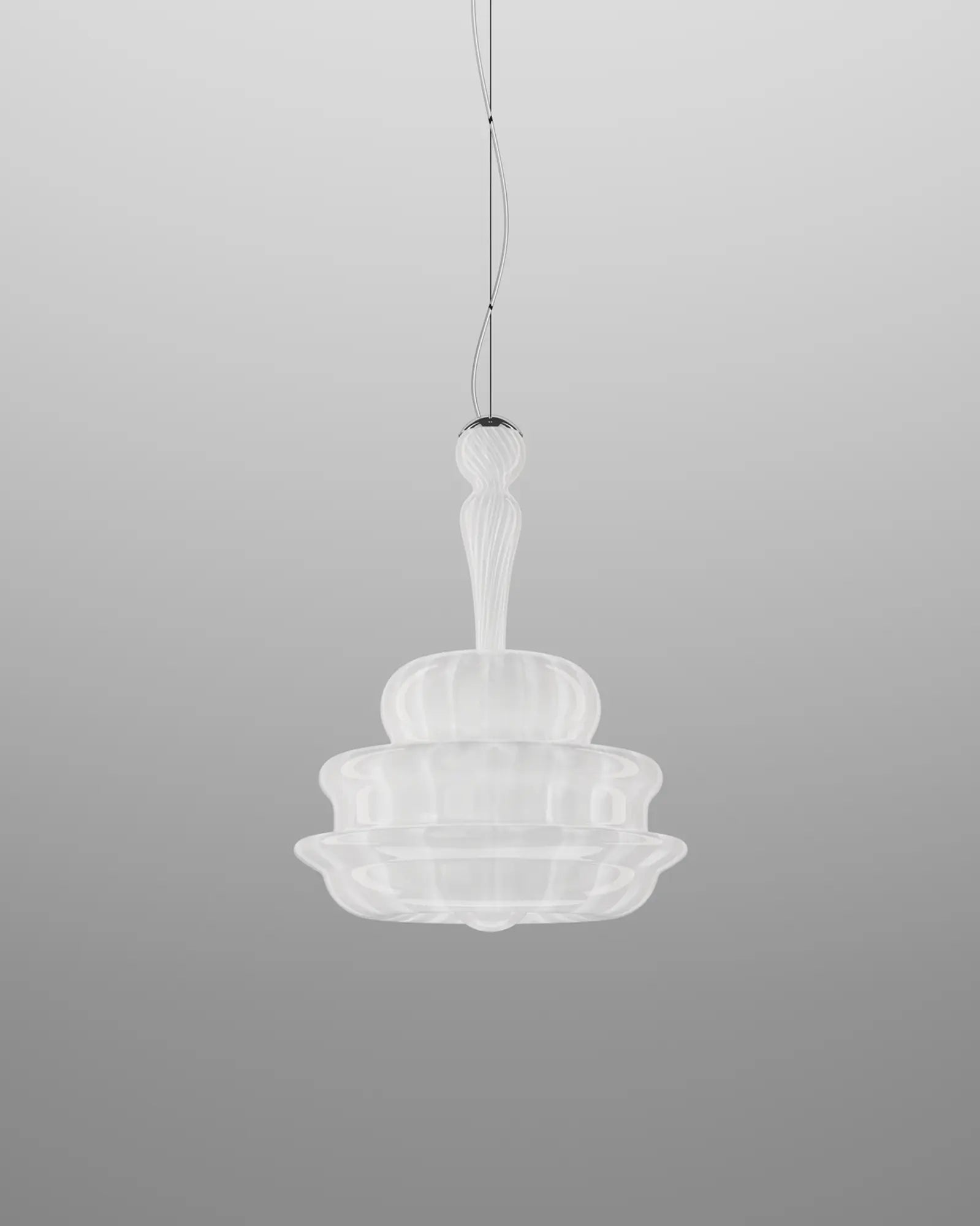 Novecento classic blown Murano glass pendant medium white