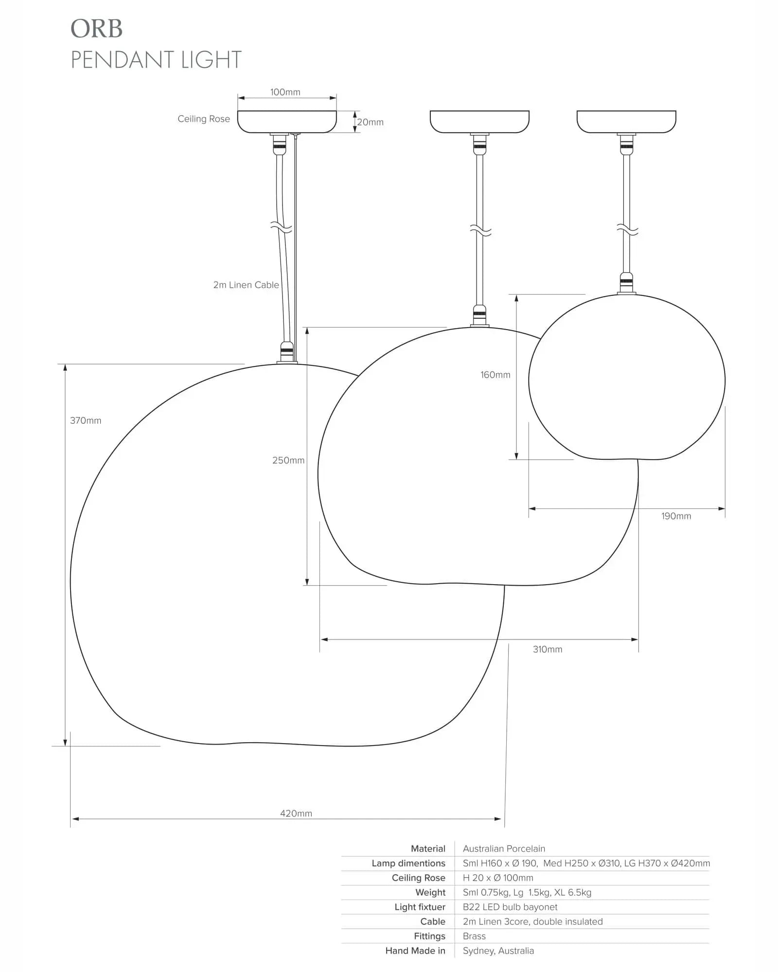 Orb Porcelain Pendant Light