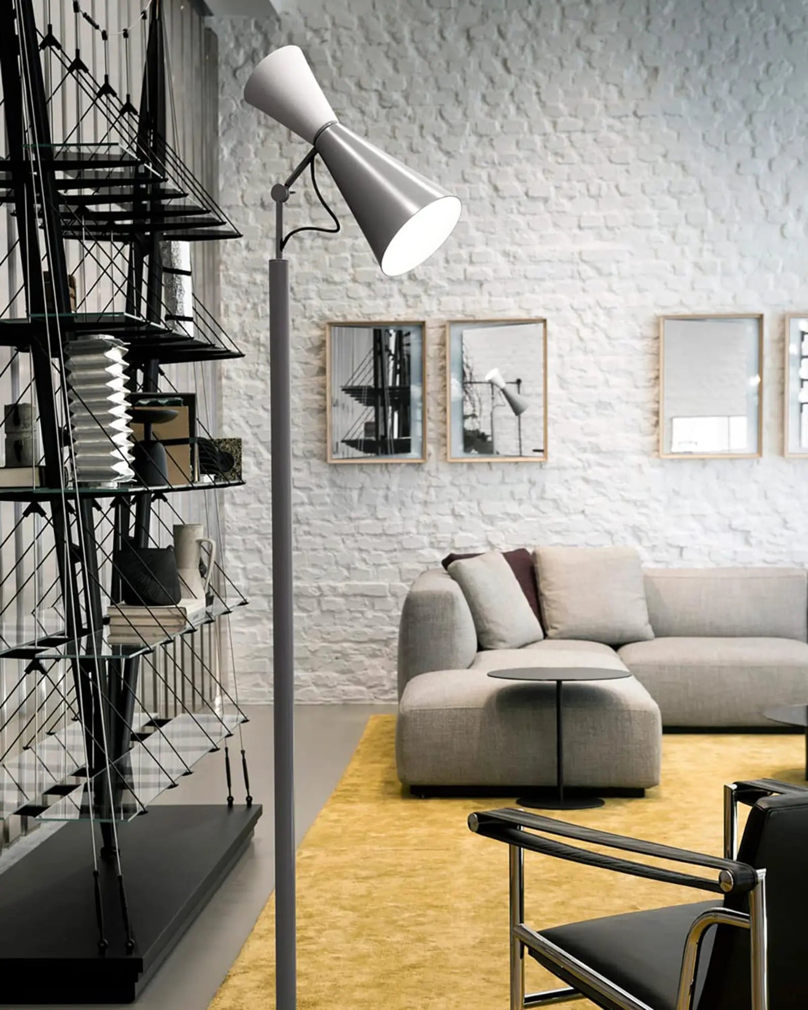 Parliament Iconic adjustable double conic head in a living area