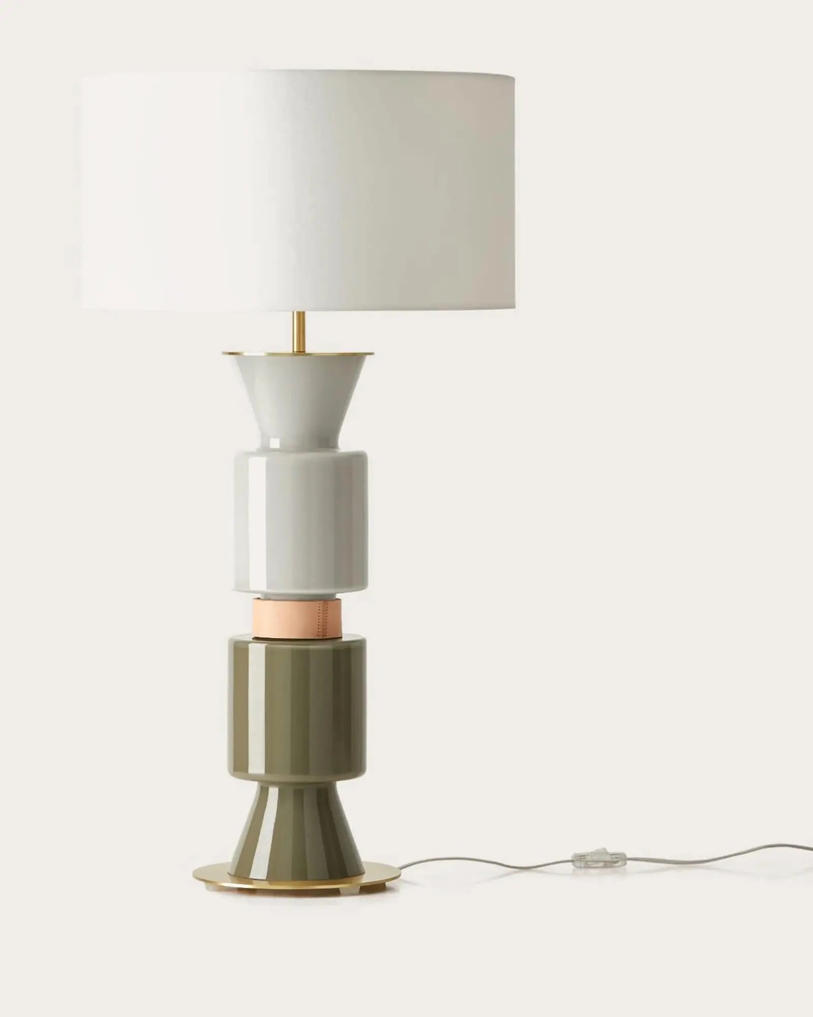 Ponn Ponn large decorative ceramic leather and fabric table lamp