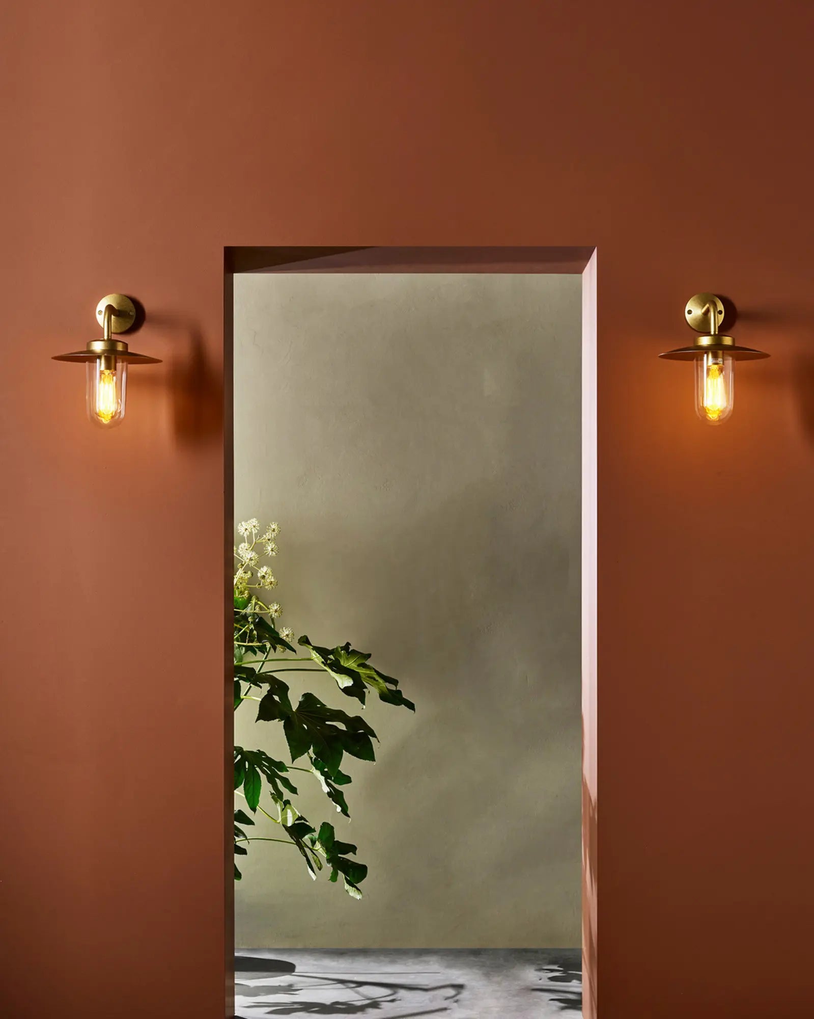 Portree Wall Light Outdoor lantern style coastal brass wall light by the entrance