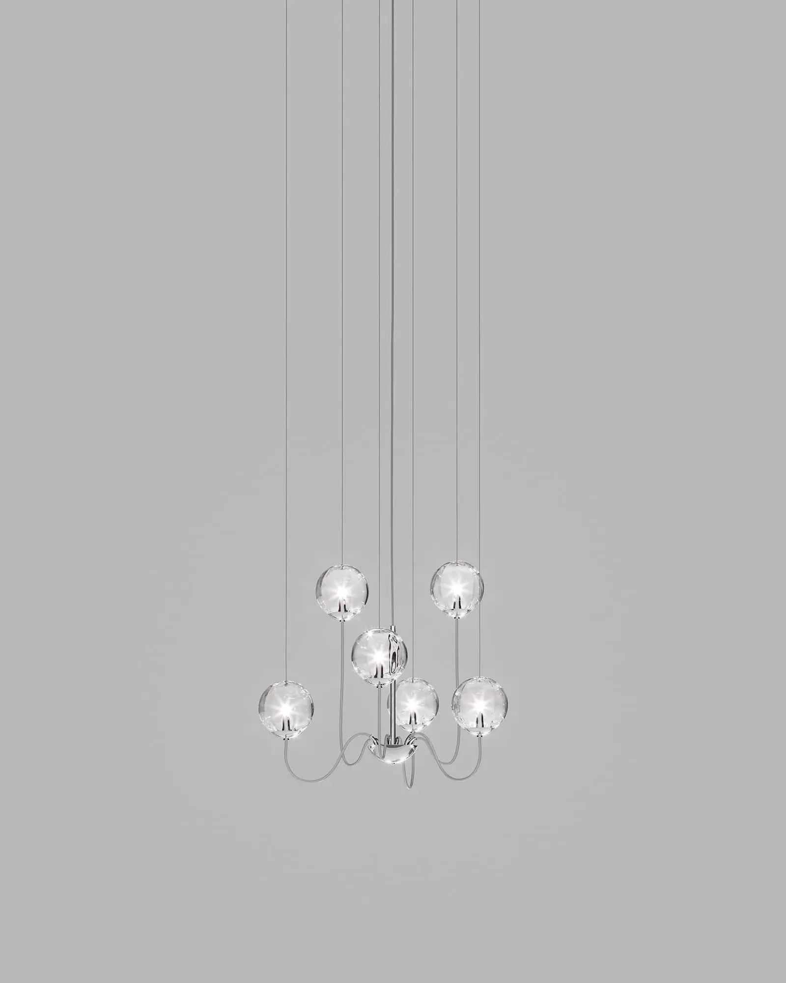 Puppet blown glass murano orb pendant light cluster