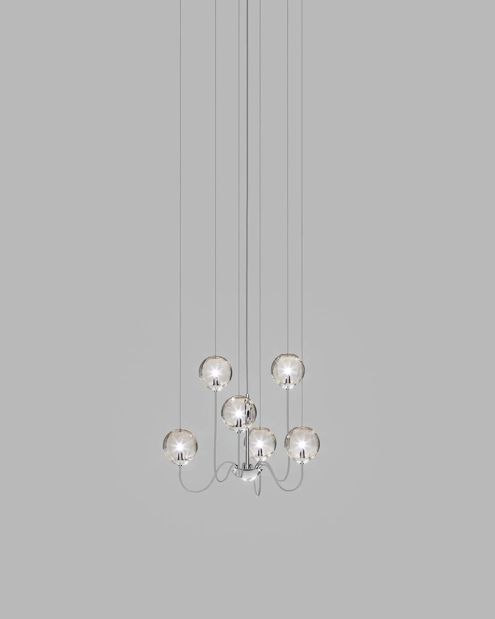 Puppet blown glass murano orb pendant light cluster