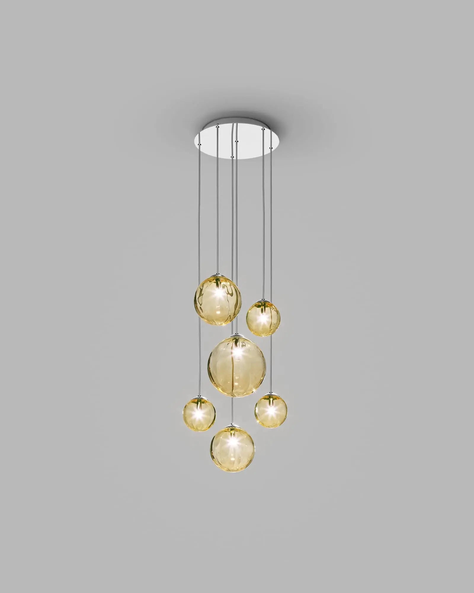 Puppet blown glass murano orb pendant light cluster