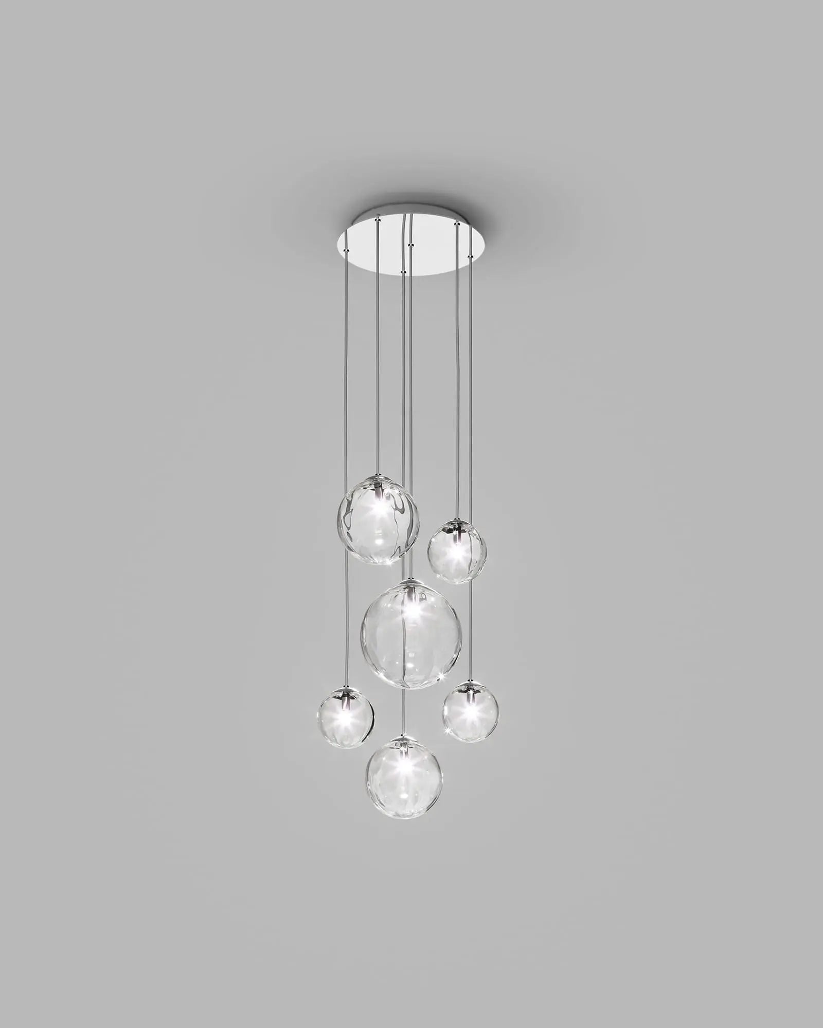 Puppet blown glass murano orb pendant light cluster