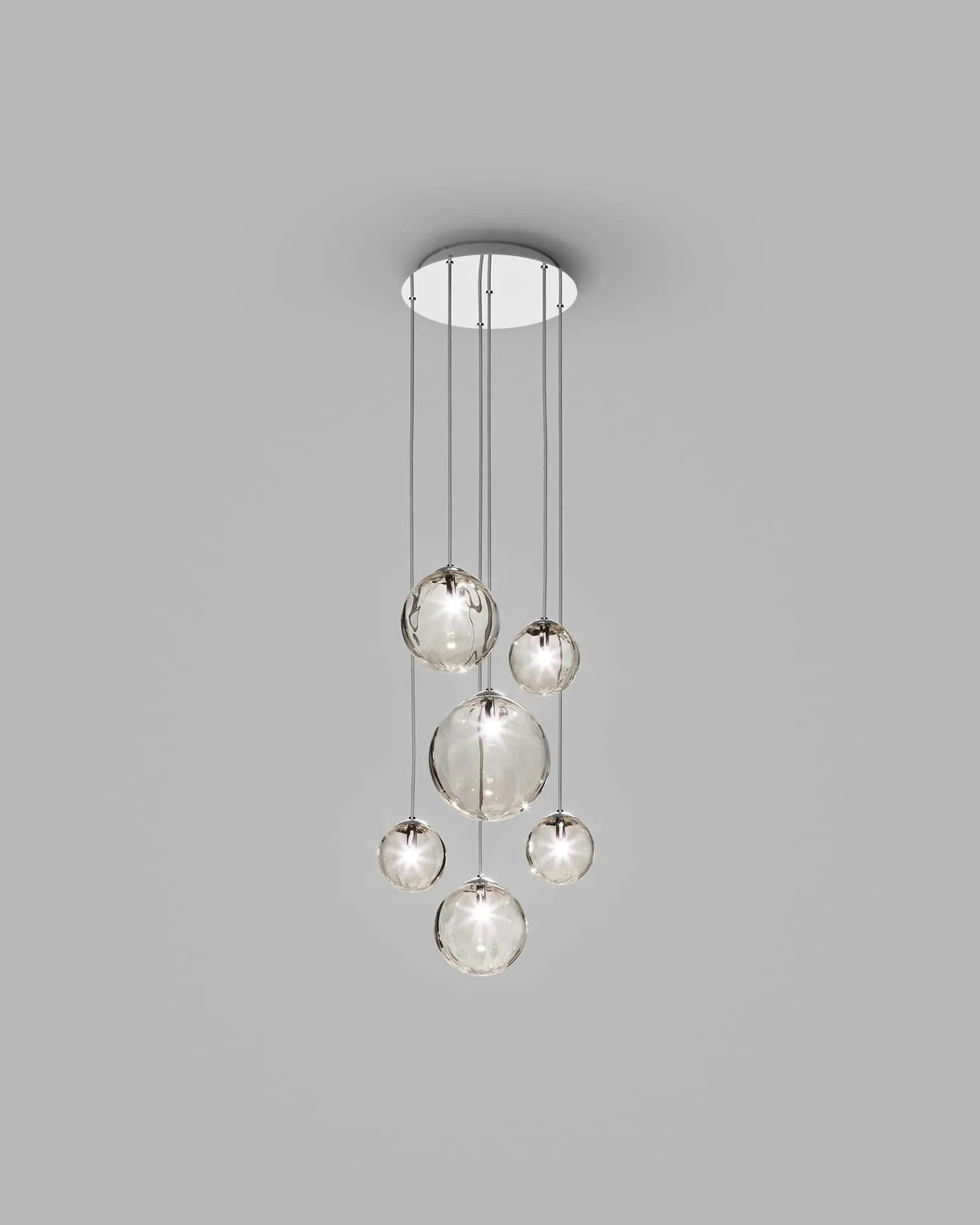 Puppet blown glass murano orb pendant light cluster