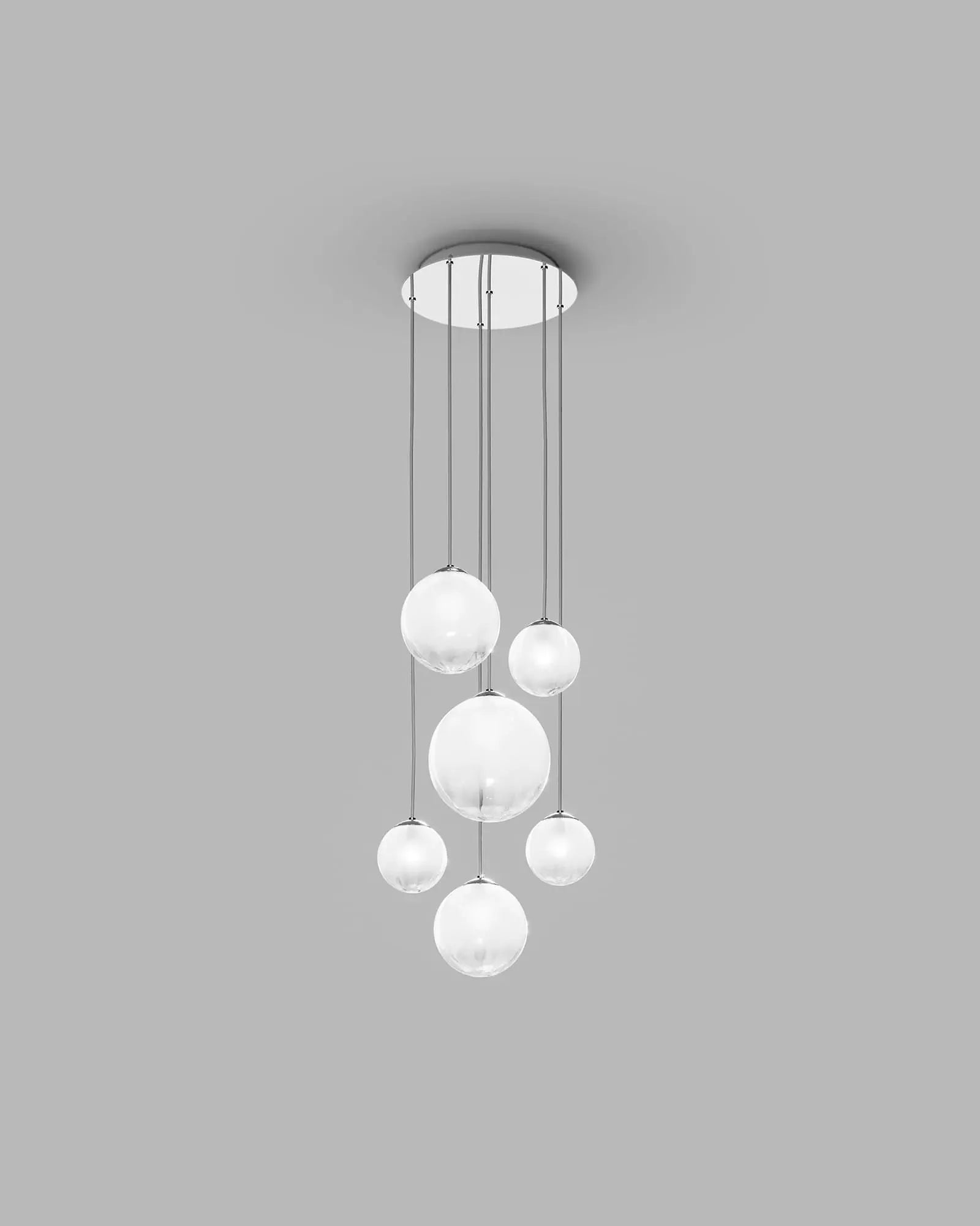 Puppet blown glass murano orb pendant light cluster