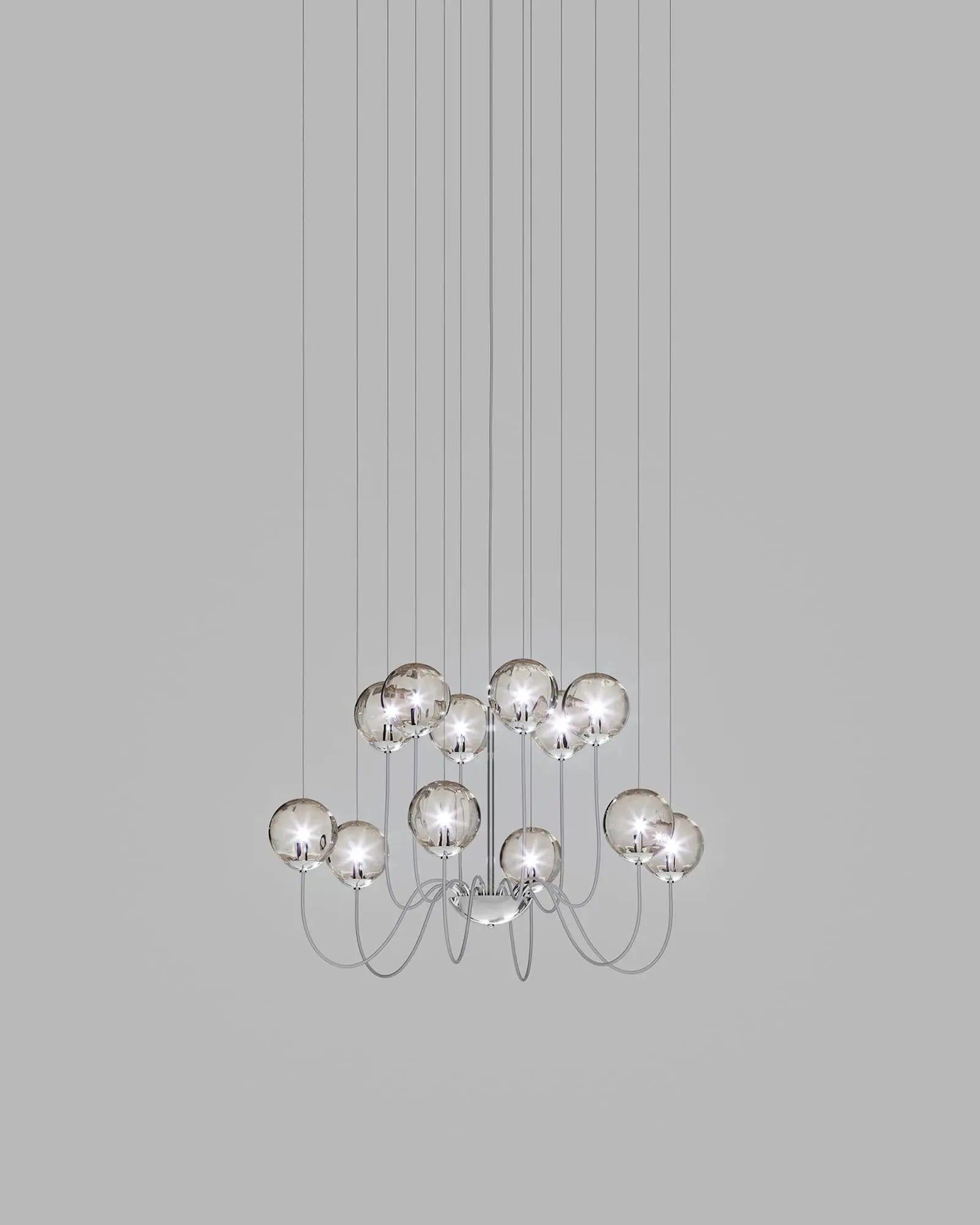 Puppet blown glass murano orb pendant light cluster