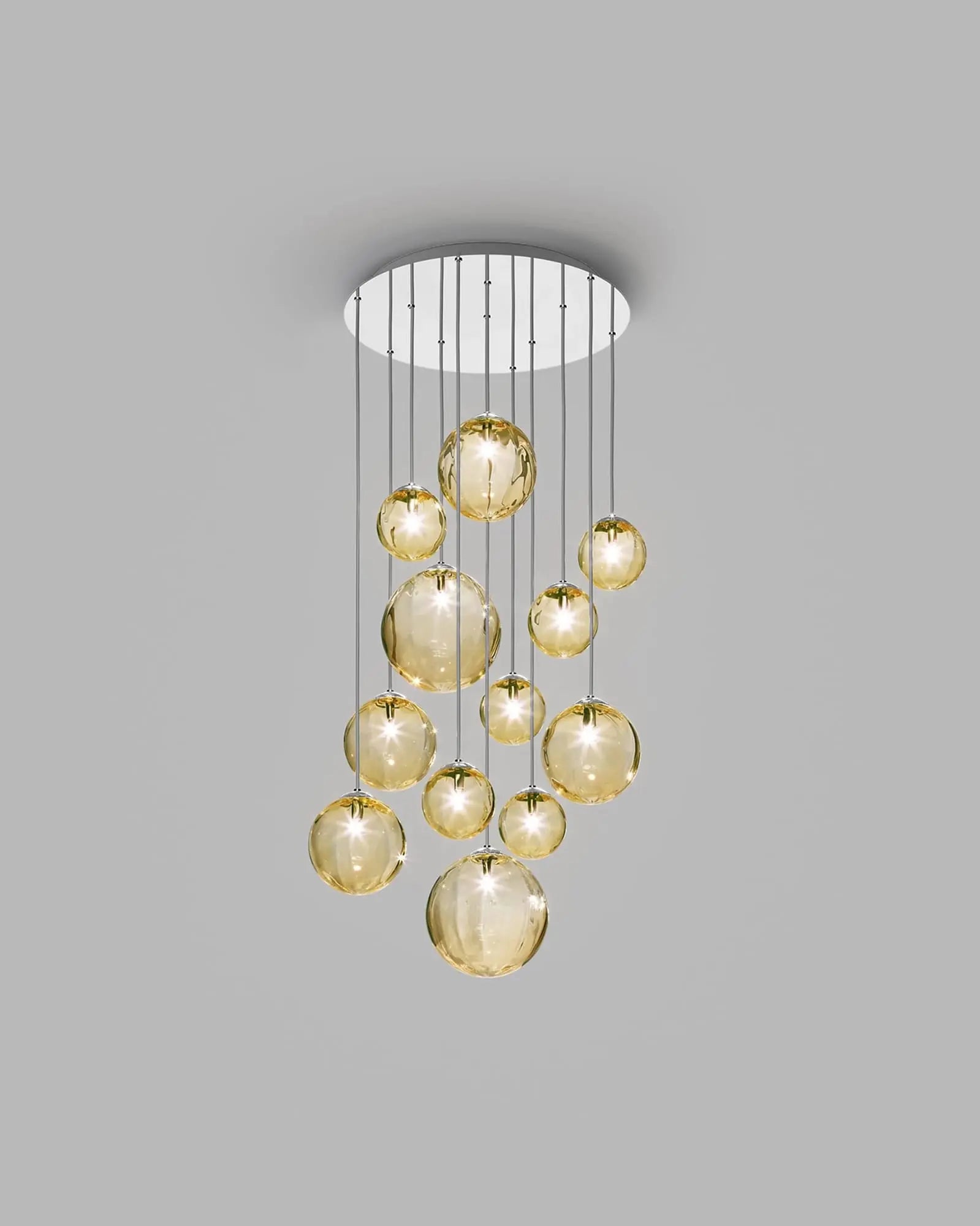 Puppet blown glass murano orb pendant light cluster