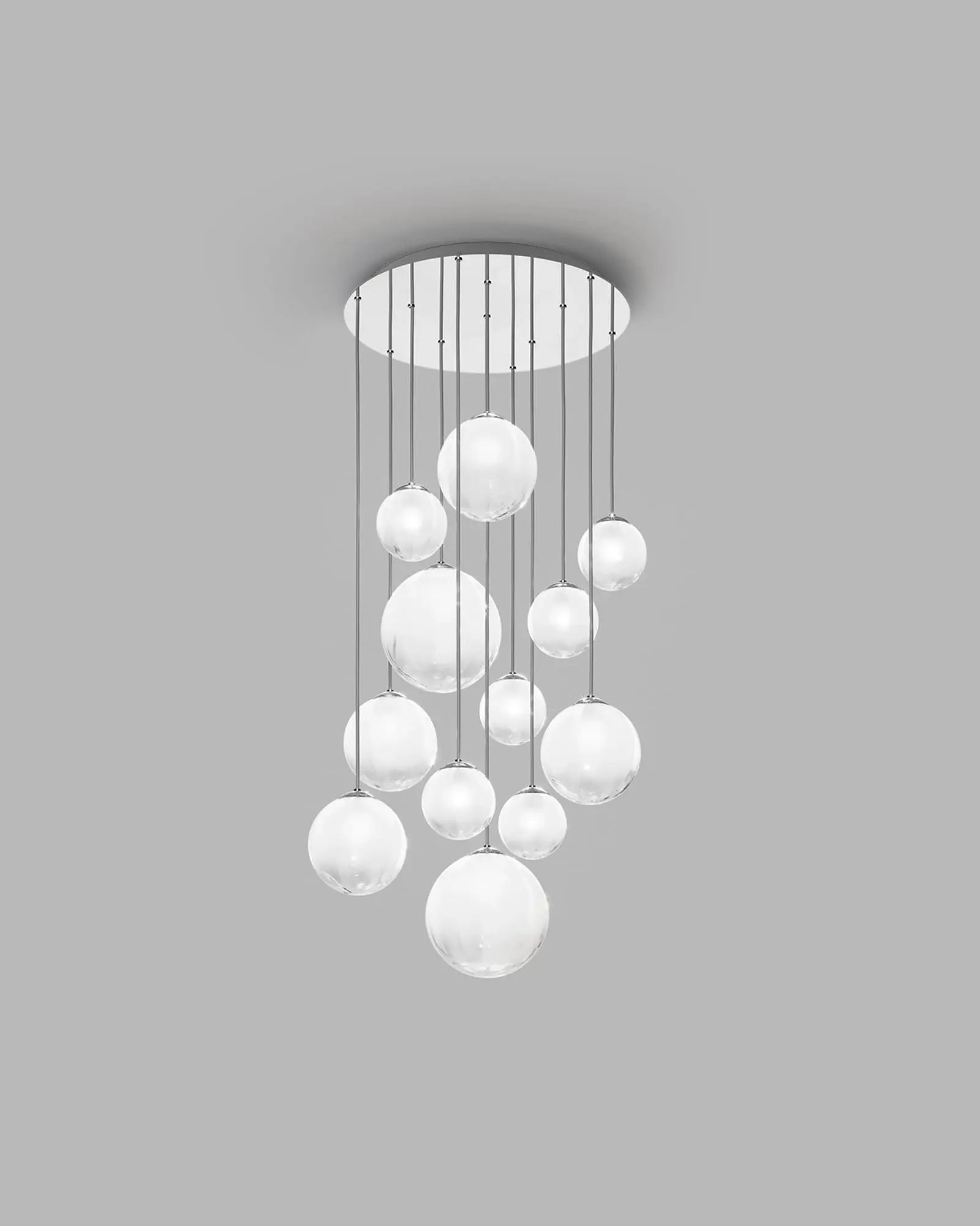 Puppet blown glass murano orb pendant light cluster